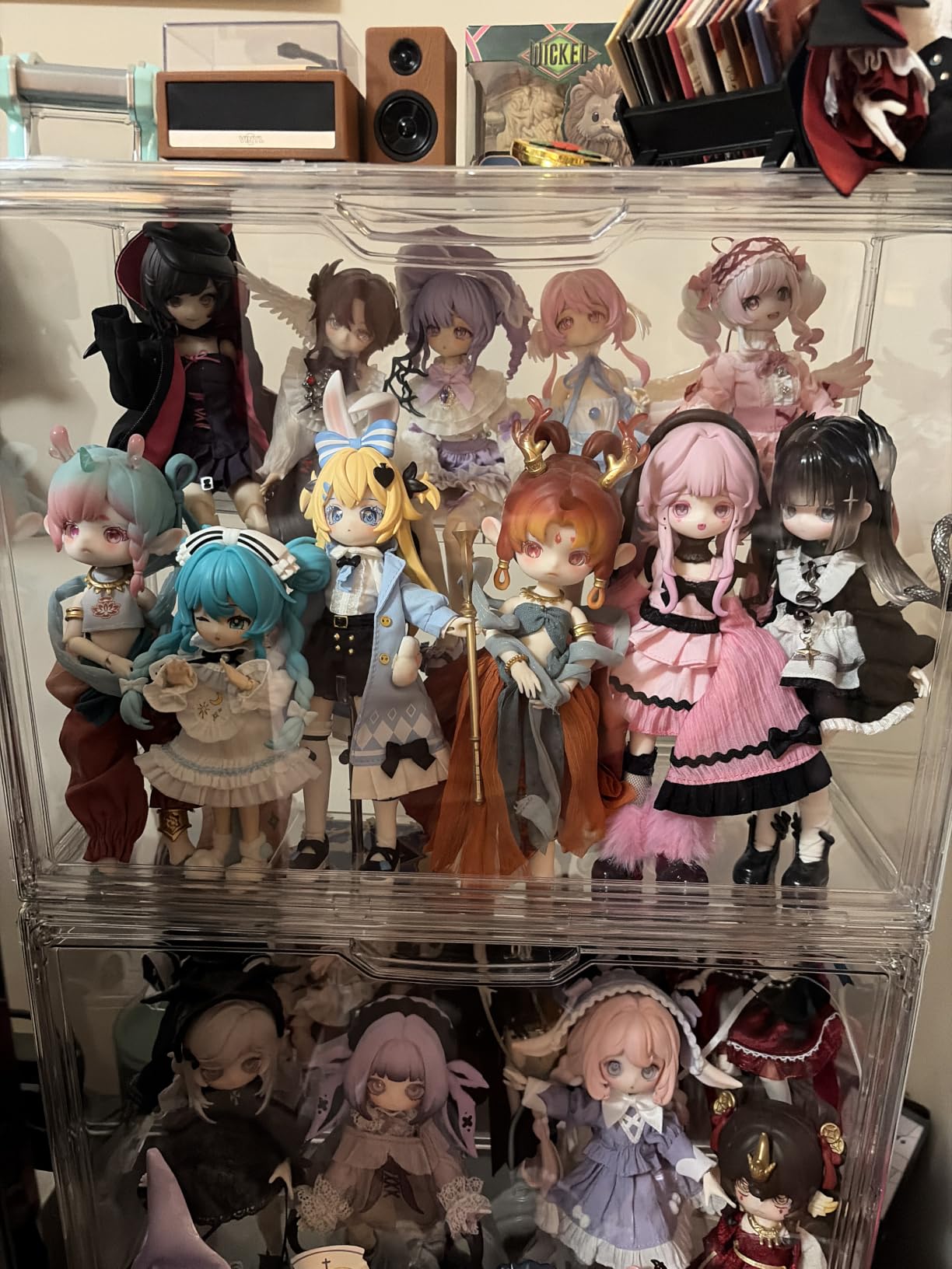 Vtopmart 2 Pack Acrylic Display Case, Stackable Figure Display Case with Magnetic Door & Adjustable Shelves, Clear Collectibles Showcase for Action Figures, Miniatures, Models customer photo 1
