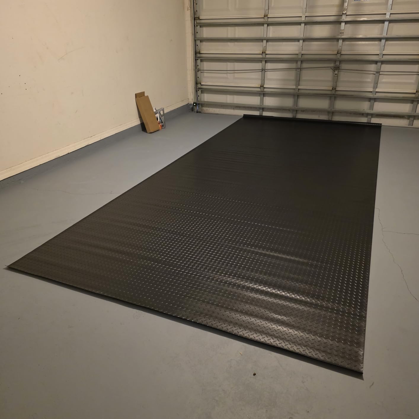 KRAOK Containment Mat, Garage Floor Mat 7.5x17ft, Stops Oil Stains & Mud Mess, 2mm Thickest PVC, Heavy Duty Waterproof Shield for Concrete, Easy Clean for Trucks, SUVs & Multi-Car Use - Black customer photo 2