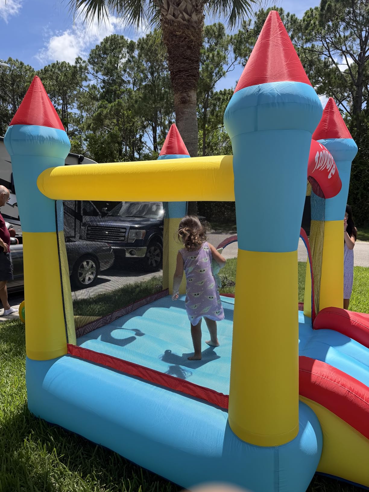 Bounce House for Kids 3-6, Toddler Indoor Outdoor Inflatable Bouncy Castle | 5-in-1 Small Jump House with Slide & Ball Pit & Hoop for Backyard Family Home Birthday Party, Includes 370W Blower customer photo 1