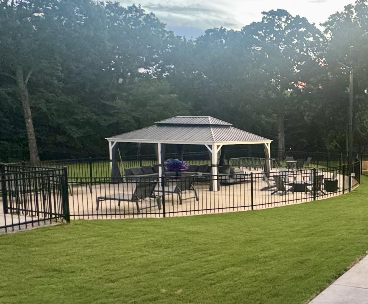 PURPLE LEAF Hardtop Gazebo 10' x 16' Pavilion White Frame | 1800lb Snow load support, Powder-coated aluminum anti-Rust, Wind-resistant, Curtains & netting for privacy, 3.9'' Thick posts customer photo 1