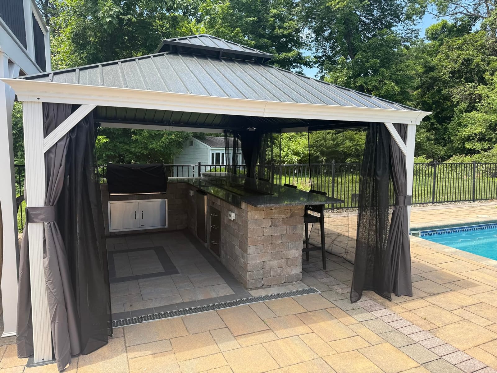 PURPLE LEAF Hardtop Gazebo 10' x 16' Pavilion White Frame | 1800lb Snow load support, Powder-coated aluminum anti-Rust, Wind-resistant, Curtains & netting for privacy, 3.9'' Thick posts customer photo 2