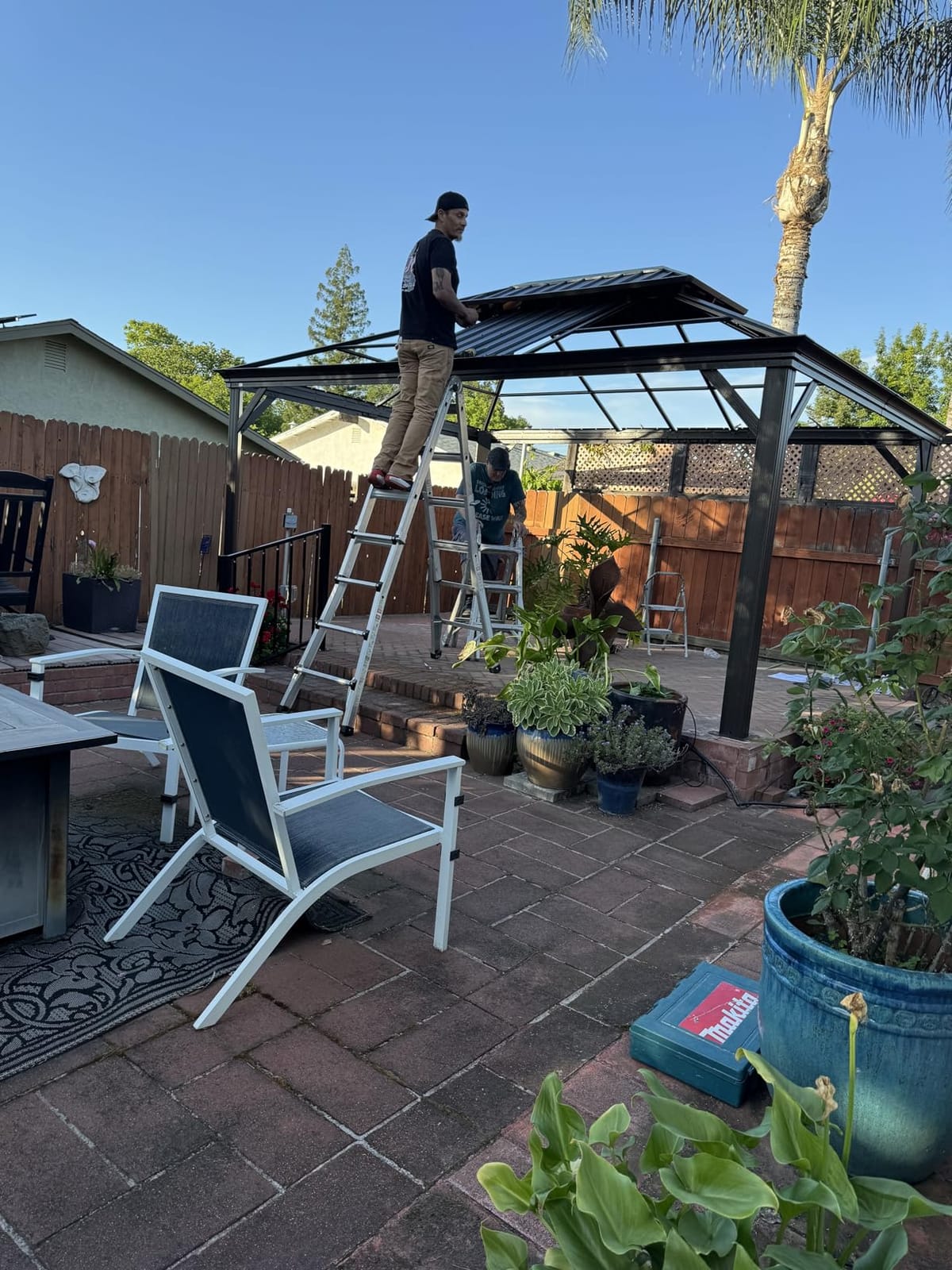 Kozyard Alexander 10' x 14' Hardtop Gazebo, Aluminum Frame | Galvanized Steel Double Roof, Outdoor Permanent Pavilion with Curtains and Netting for Patio, Backyard, Lawn, Gray customer photo 1