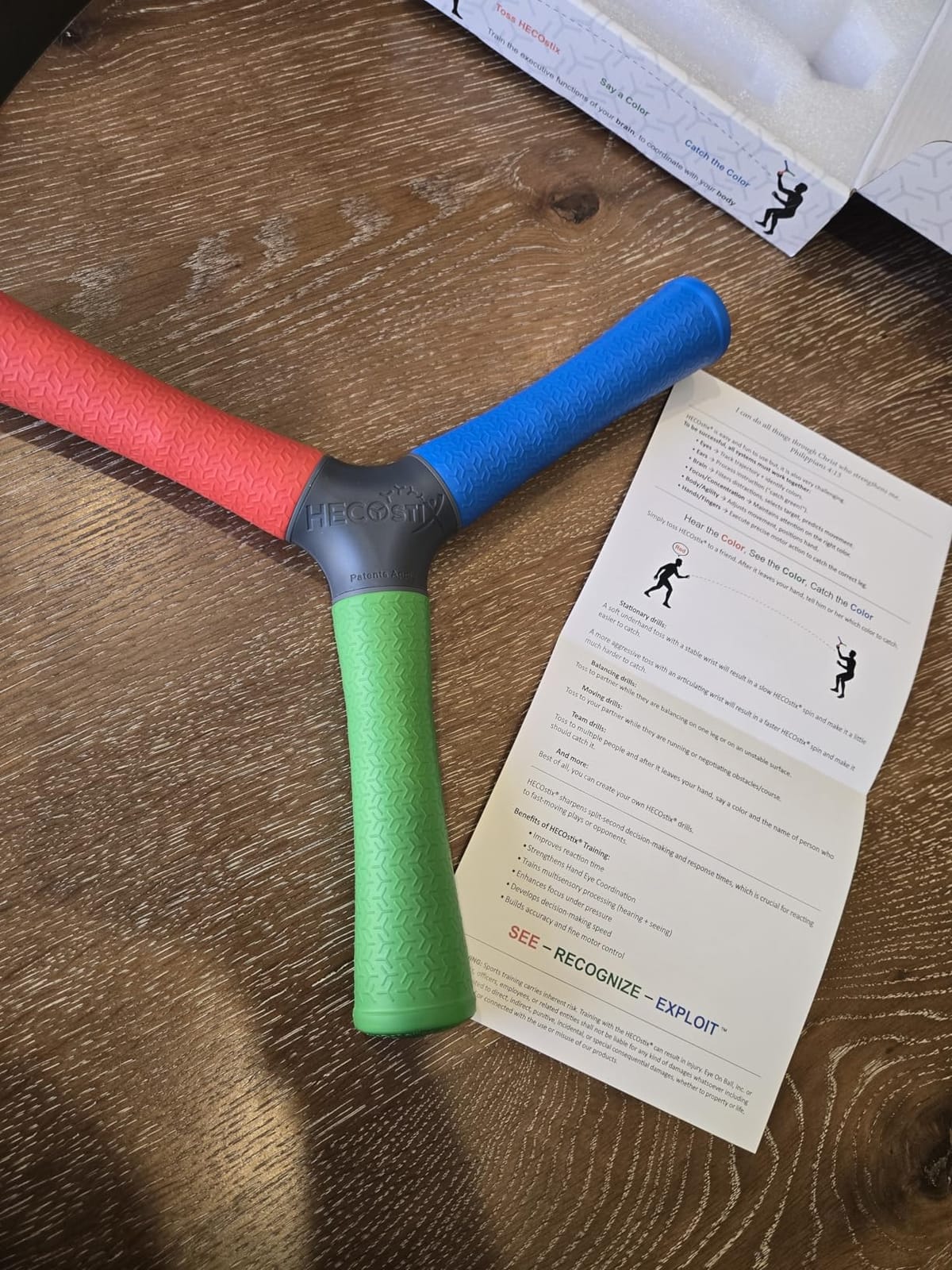HECOstix RGB Hand Eye Coordination Training Tool - Reaction Time & Reflexes | Removable Color-Coded Legs, Lightweight 7oz, Waterproof, EVA Foam, Multi-Sport, Solo or Partner Drills customer photo 1
