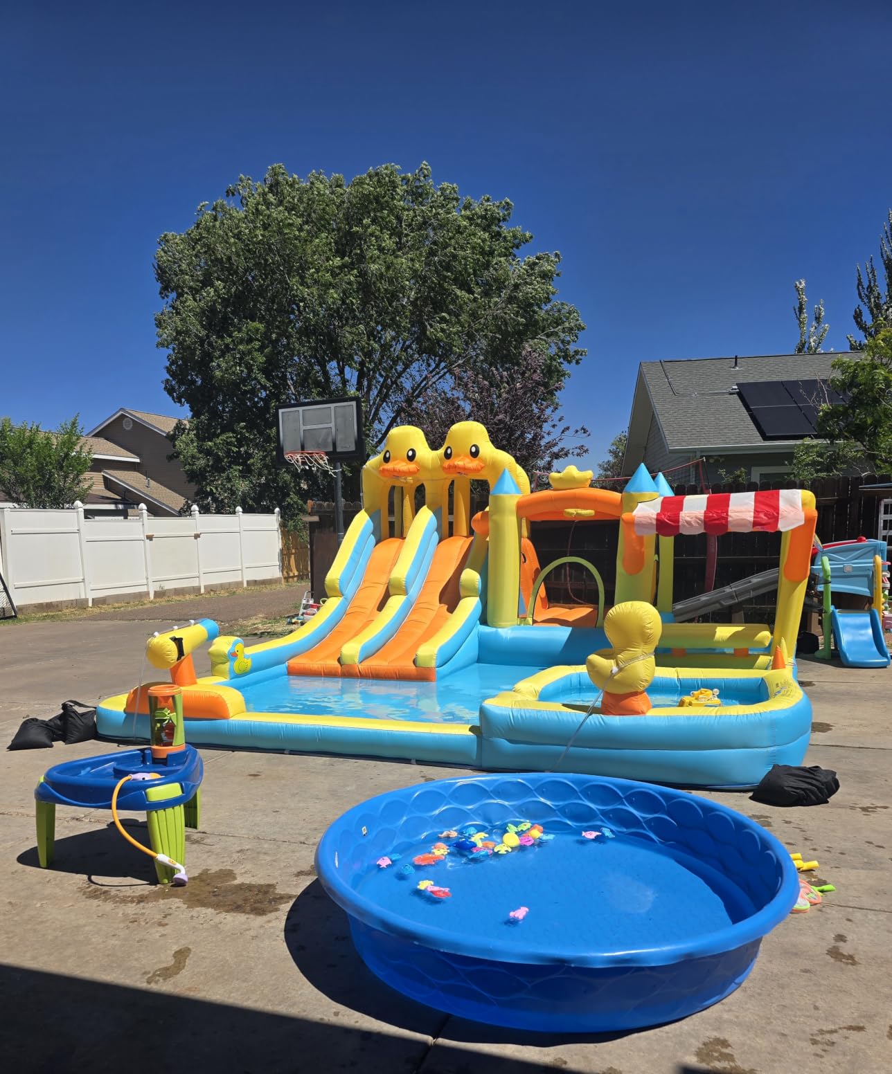 Water Bounce House with Double Slide, 11 in 1 Inflatable Water Park | Market Stand+ Water Gun+ Splash Pool+ Climbing Wall+ Basketball,750W Blower Included,ASTM Tested | CPSC Safety Compliant customer photo 2