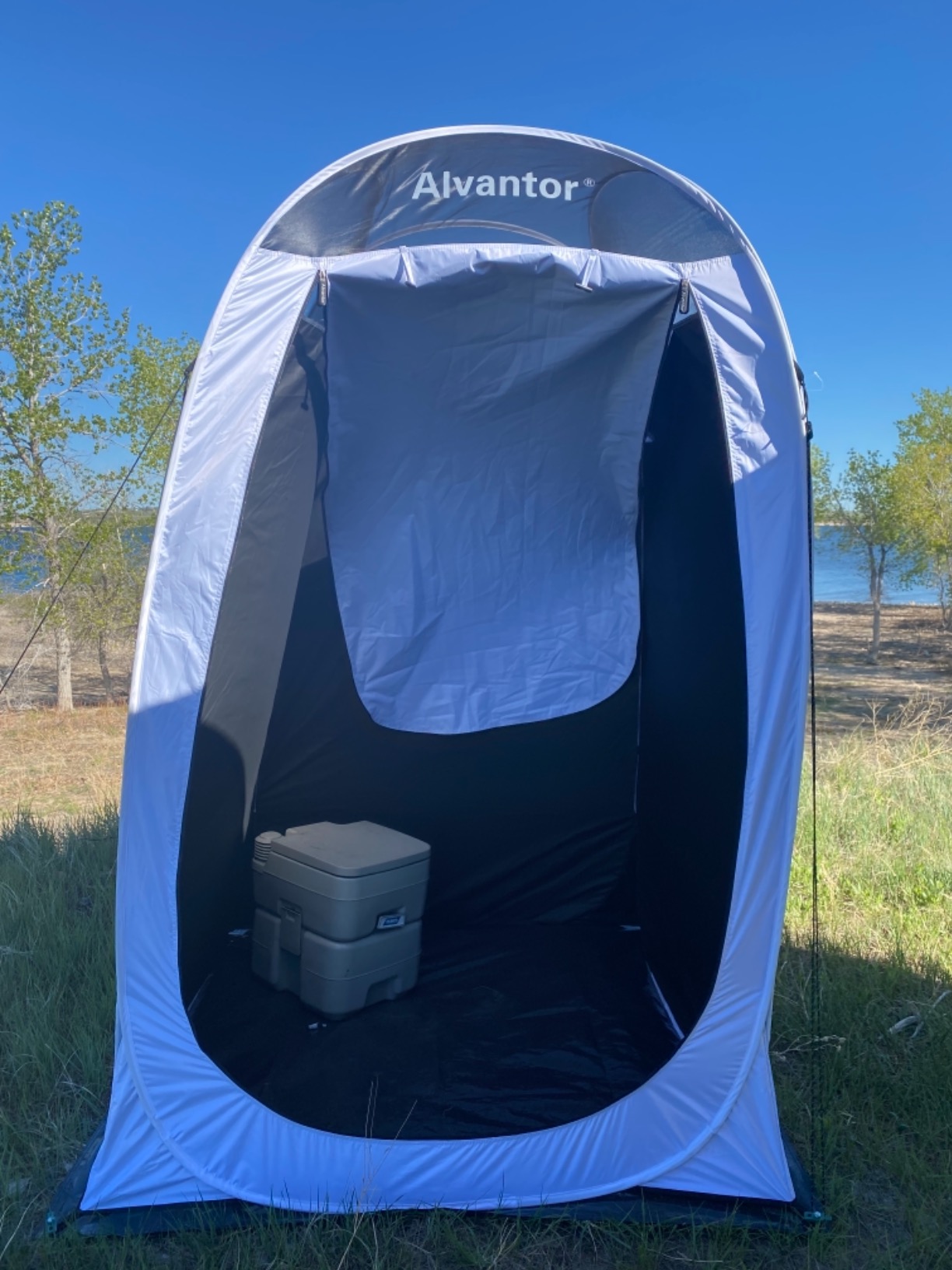 Alvantor Shower Tent Pop Up Changing Room Outdoor Shower Enclosure Pop Up Privacy Shelter Toilet Tent Camping Dressing Portable Shelter Teflon Coating Fabric 4'x4'x7' customer photo 1