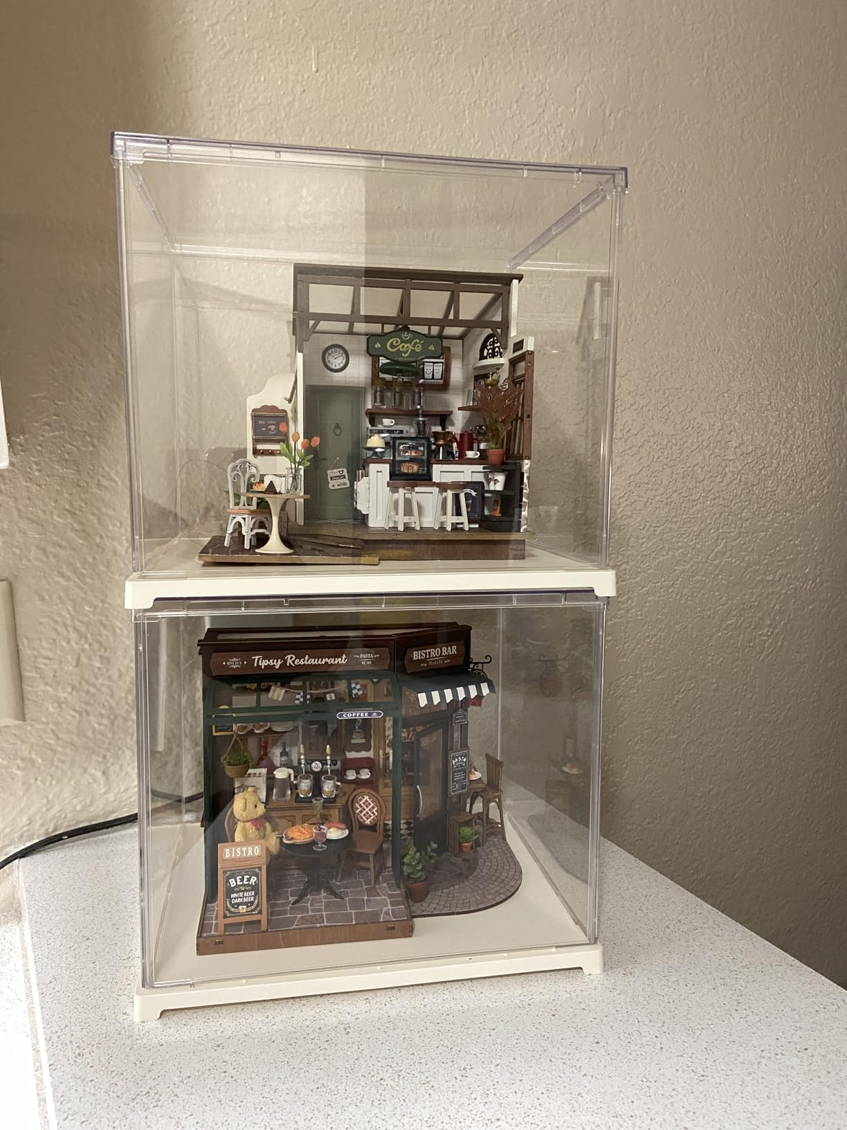 Rolife Acrylic Display Case Dust Cover for Collectibles, Dustproof Protection Showcase with White Base with Door for Plush Toy, Book Nook & Daily Goods (12.2''x9.8''x9.8'') customer photo 2
