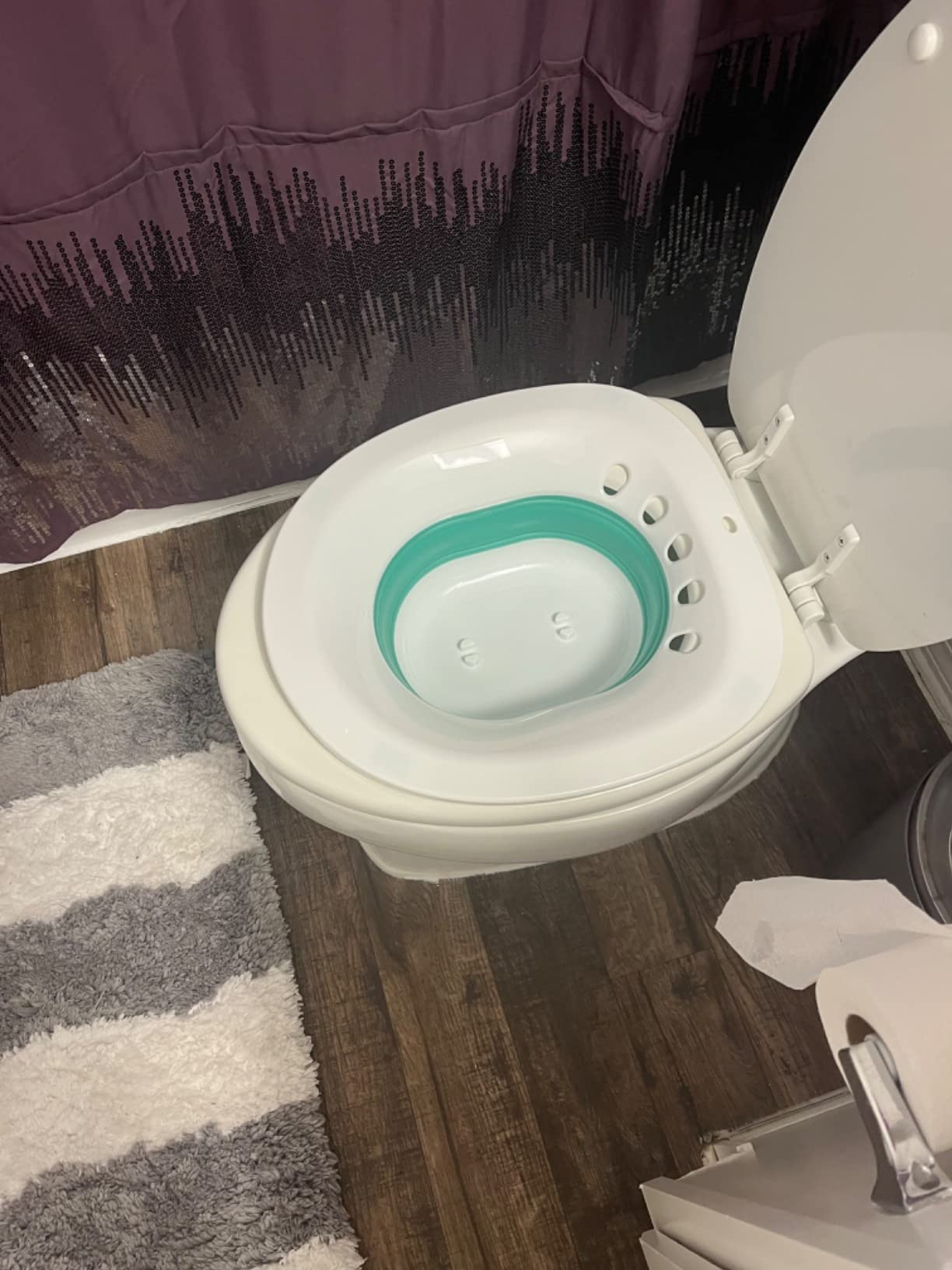 RUGUO Electric Sitz Bath for Toilet Seat, Unisex Sitz Bath Soak Tub, Sits Bath Kit for Women, for Soothes Hemorrhoids & Postpartum Care, Automatic Flushing - Blue customer photo 1