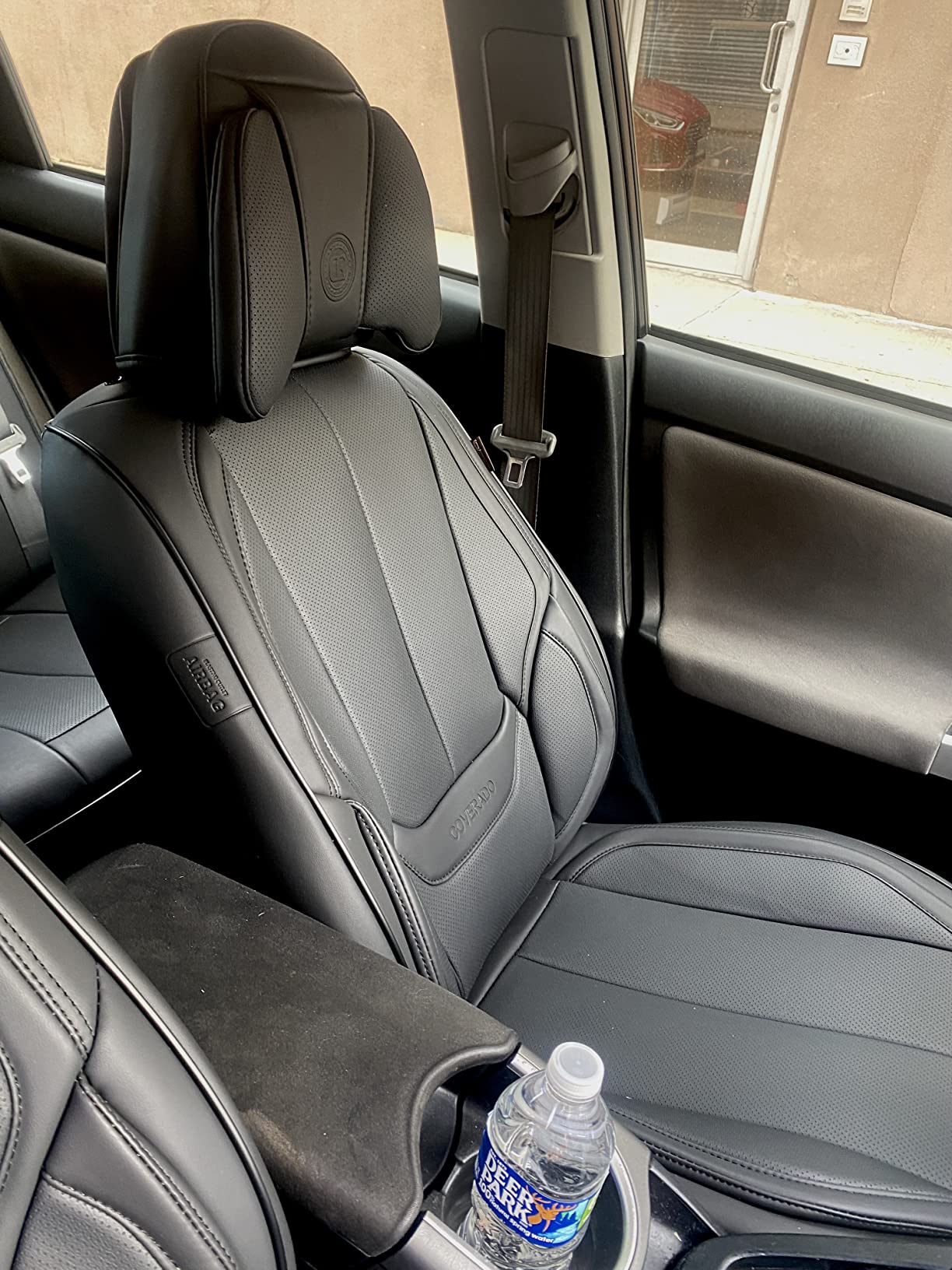 Coverado Cooling Car Seat Cushion, Universal Front Seat Cover 12V-24V Ventilated 3D Mesh Breathable Pad with 3 Speed Mode Dual Fan for Cars SUV Heatwave Driving Black&White customer photo 2