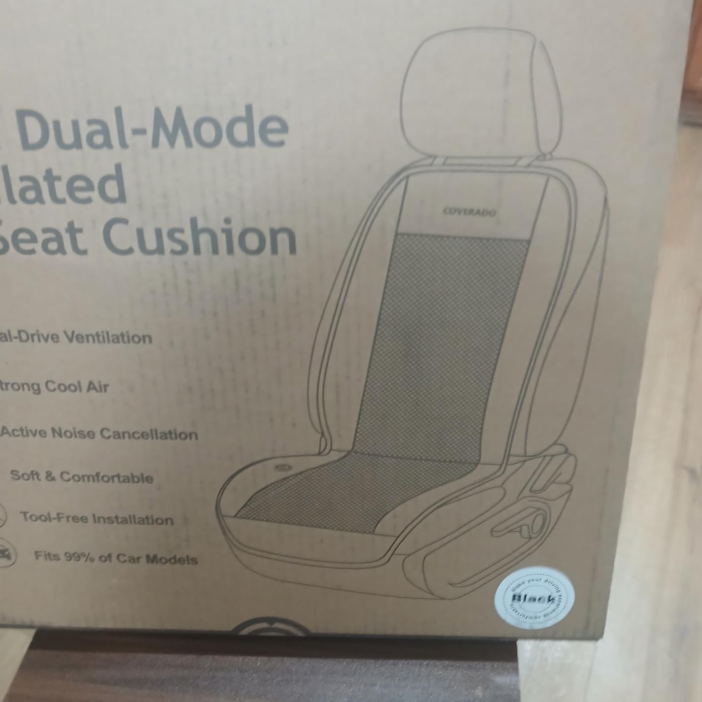 Coverado Upgraded Cooling Car Seat Cover, 12V-24V Ventilated pad Built with 8 Turbo Fans, 3-Speed Dual Blowing & Suction for Effective Cooling Universal Black Cushion, Great for Summer Driving customer photo 1