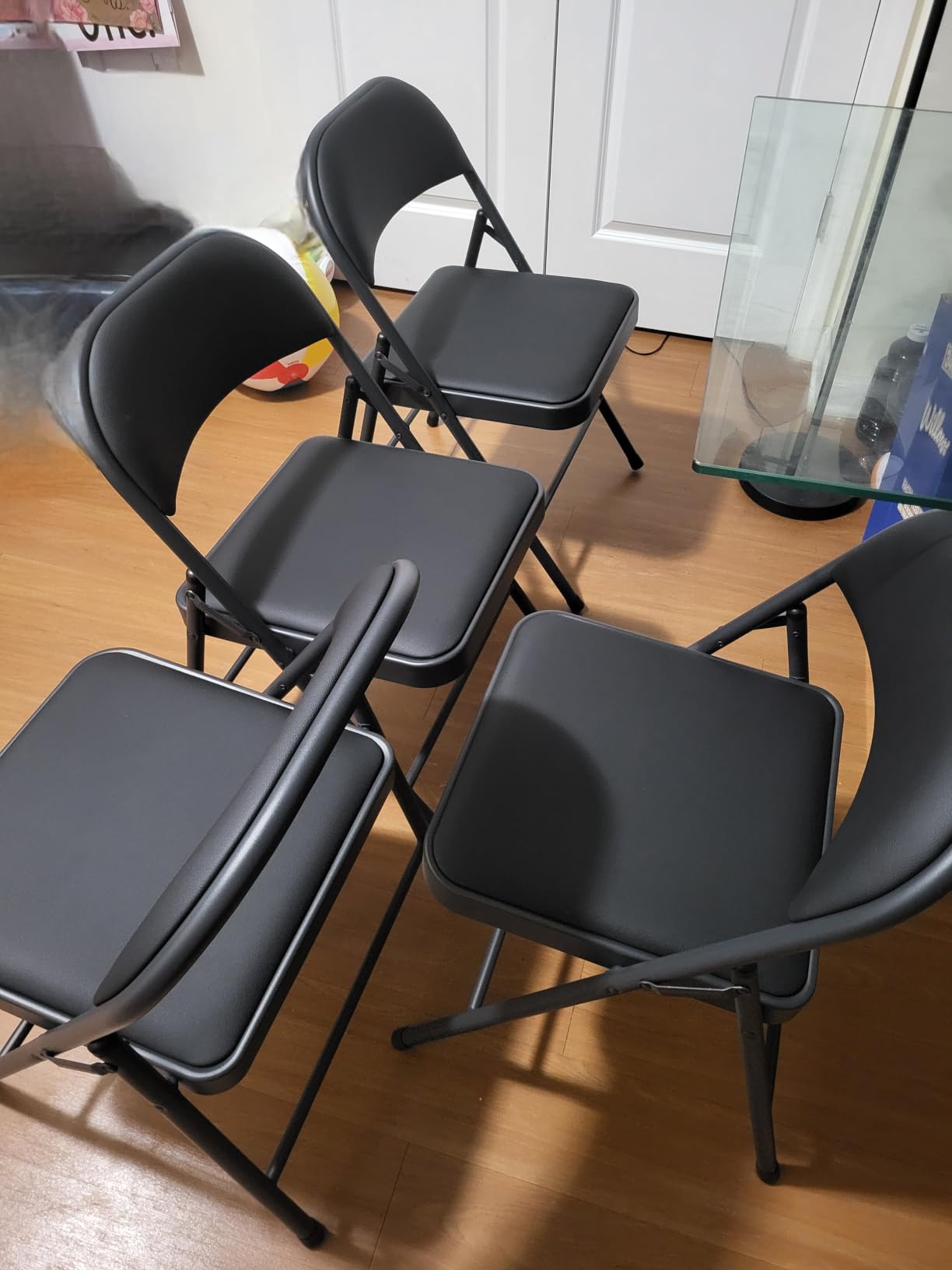 Folding Chairs 2 Pack, PU Leather Padded Folding Chairs for Outside and Indoor, Heavy Duty Portable Foldable Metal Commercial Seat for Home Office, Dorm, Party, Backyard, Lawn, Patio, Black customer photo 1