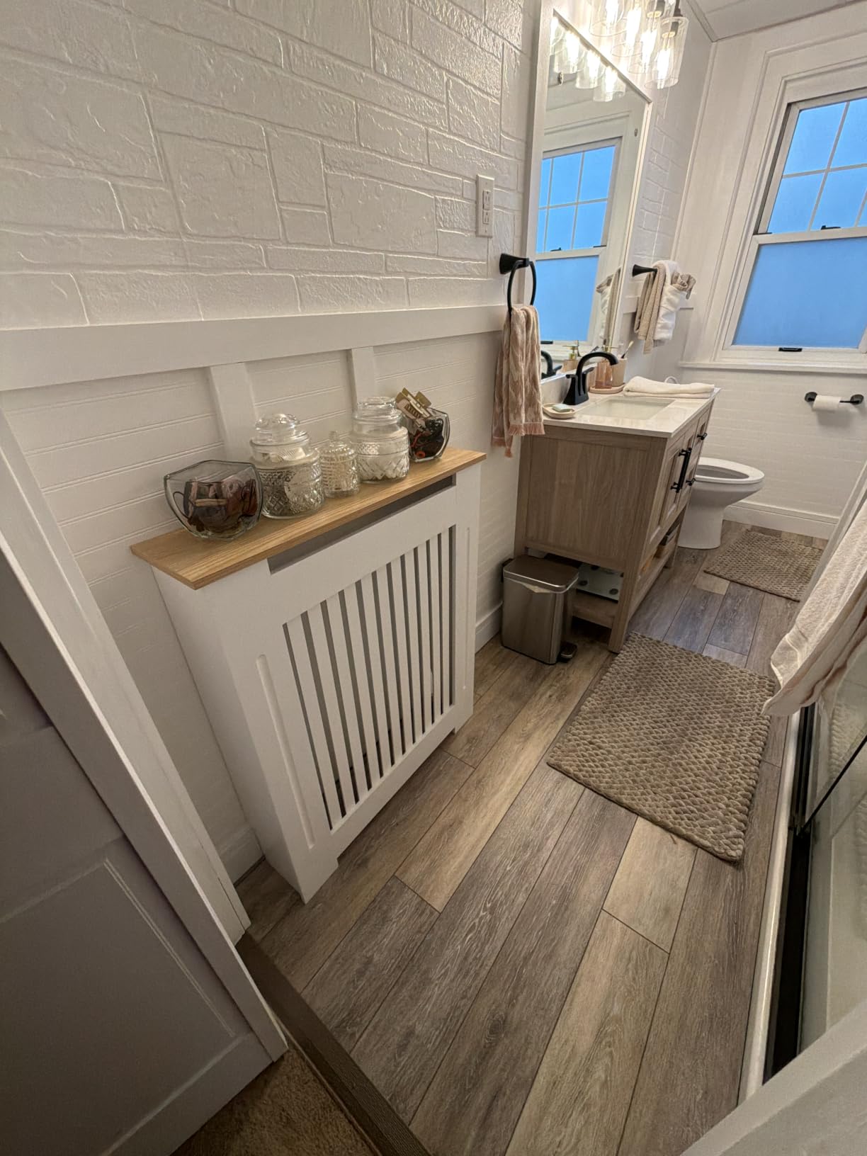 Wisfor Deep Tall Radiator Cover Cabinet: External 36.4inch Height Heater Covers with Natural Wood Texture Top - Inner 35.6inch Thickened MDF Radiator Shelf for Home (Vertical-S 35.6x27.9x7.1in) customer photo 1