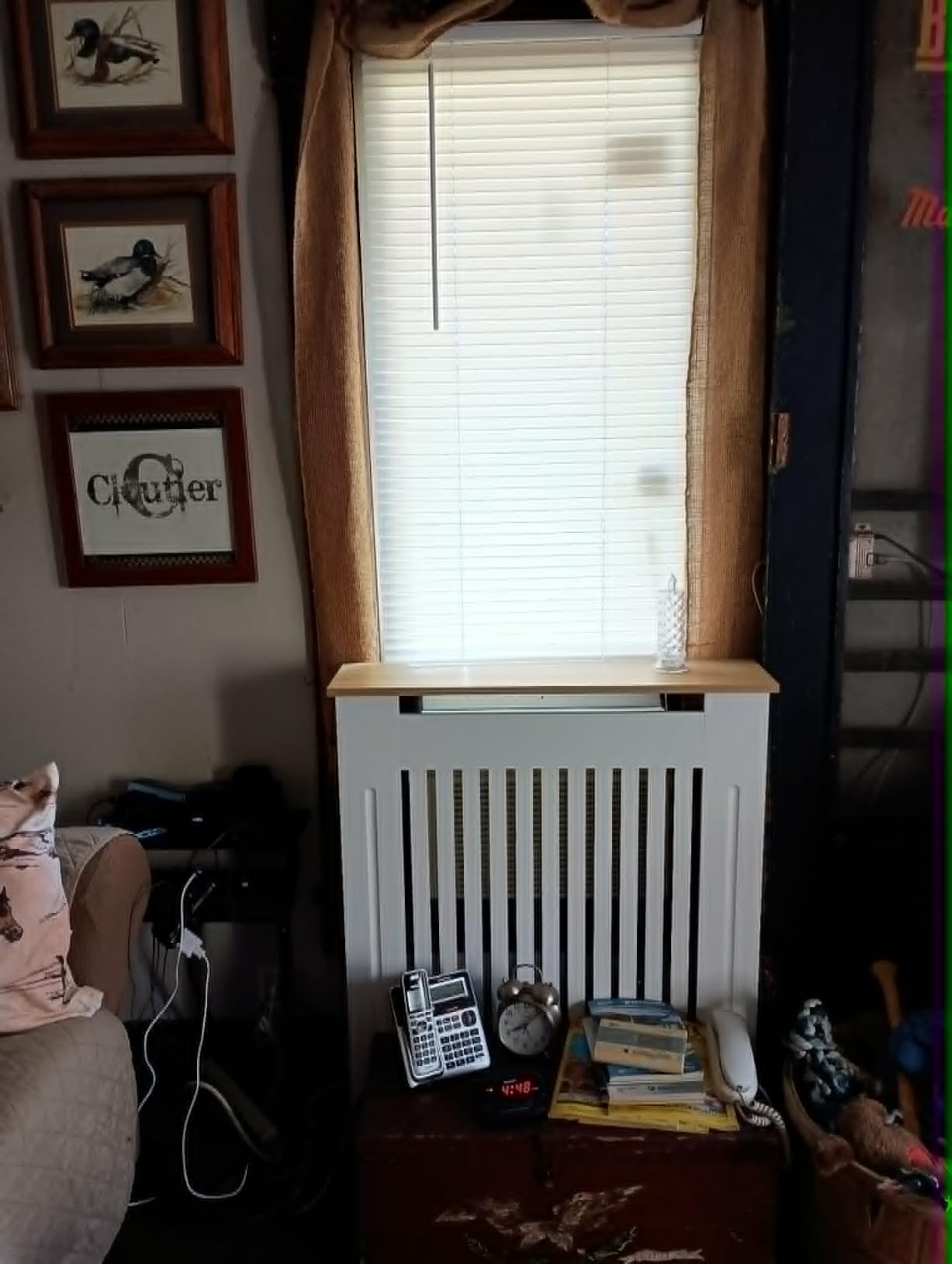 Wisfor Deep Tall Radiator Cover Cabinet: External 36.4inch Height Heater Covers with Natural Wood Texture Top - Inner 35.6inch Thickened MDF Radiator Shelf for Home (Vertical-S 35.6x27.9x7.1in) customer photo 2