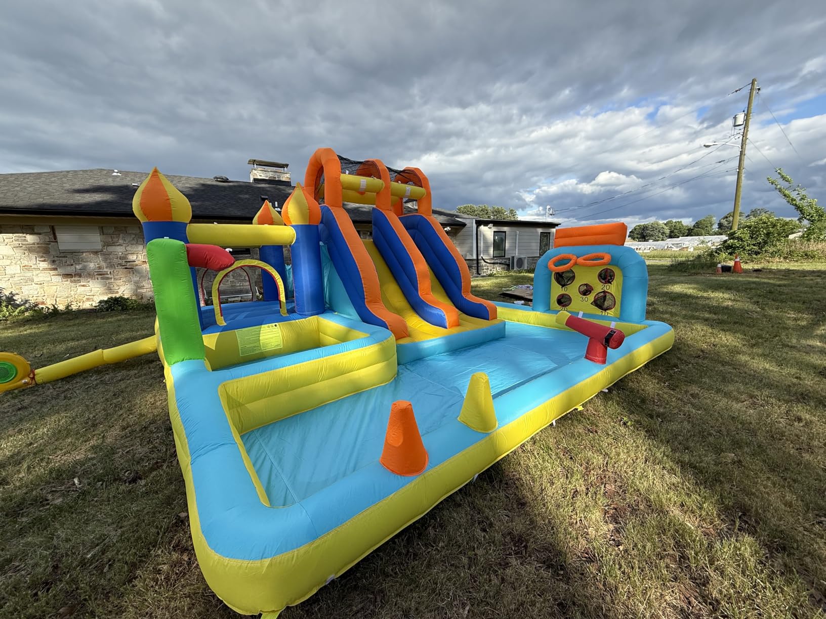 Inflatable Water Slide Park 18x15FT Mega Water Park Bounce House w/Double Waterslide Large Splash Pool, Deep Pool, Shower,Water Cannon,Climbing Wall and Jumping Bouncer for Backyard Outdoor customer photo 2