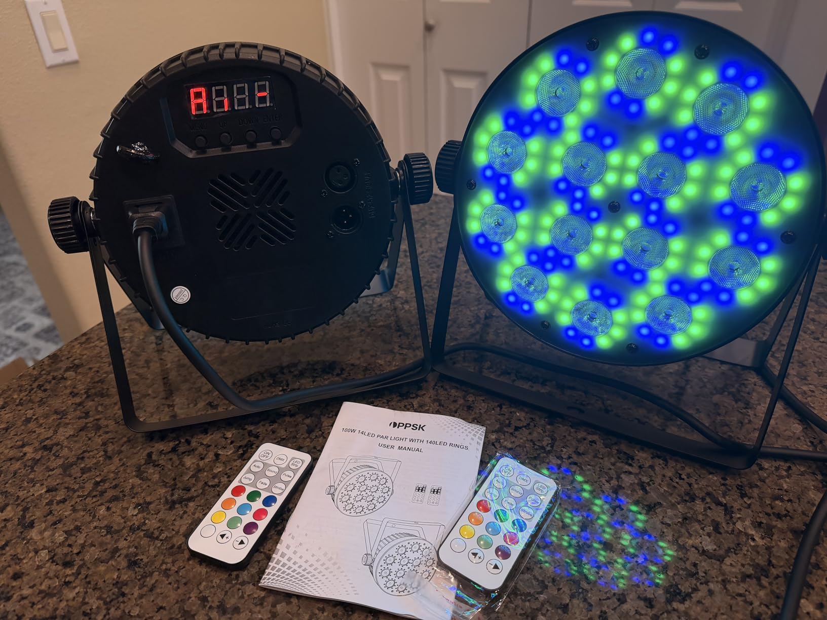 2Pack 100W Dimmable 14LED Stage Par Light with LED Ring | 10 Ring LED Surrounded 14 RGBW, Remote & DMX Control, Uplights for DJ Event Wedding Club Band Party Lighting customer photo 1
