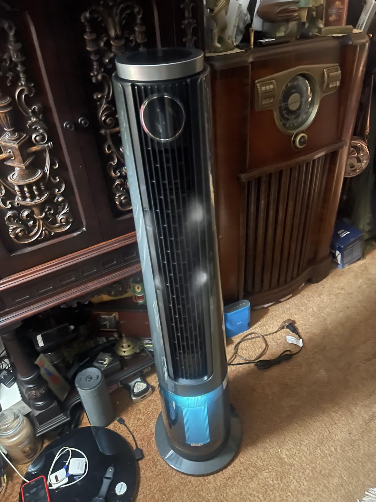 DREO TurboCool Misting Fan 765S, Fans that Blow Cold Air, 10°F Cooling, 34ft/s Fast Evaporative Air Cooler, 6L Tank, 20 dB Quiet DC Motor, 90° Tower Fan with 12 Speeds, 4 Modes for Home, Grey customer photo 2