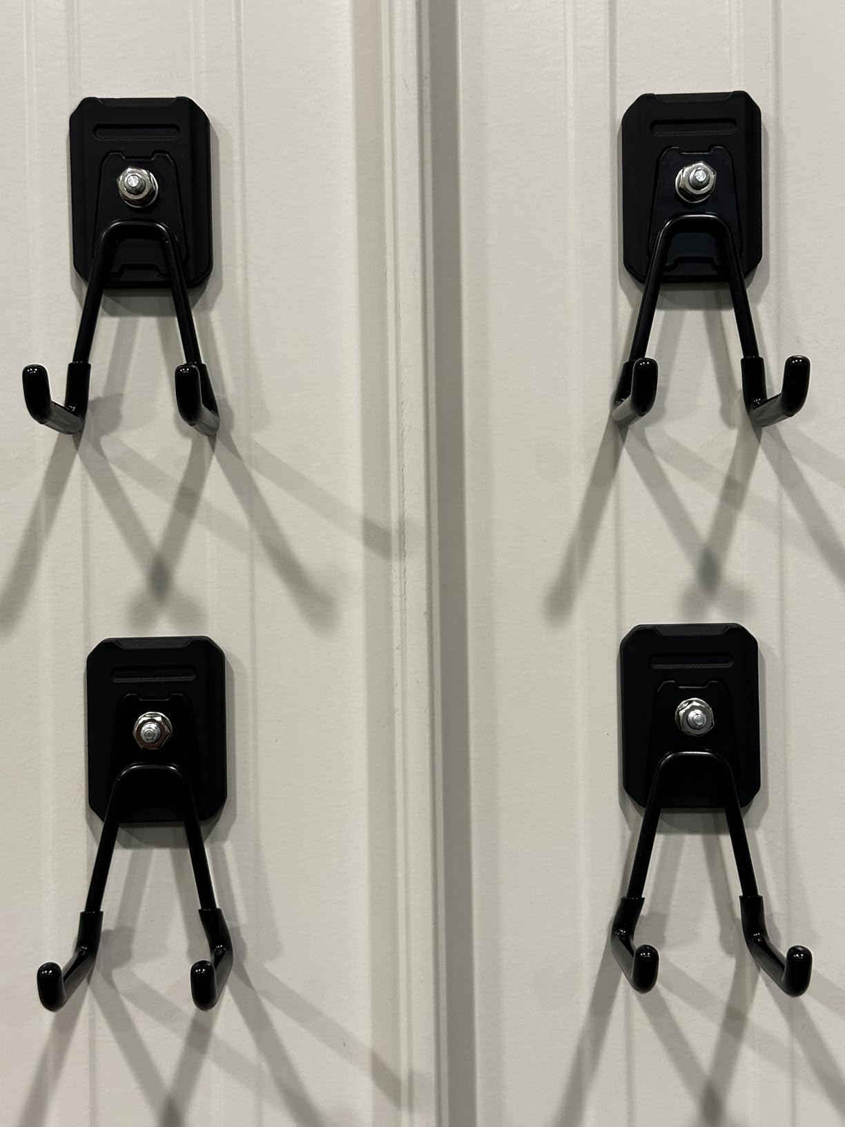 Heavy Duty Magnetic Garage Hooks, 4 Pack Strong Magnet Hook for Power Drill, Garden Tools, Hose, Pegboard, Garage, Workshop, Magnetic Storage Hooks for Indoor Outdoor Hanging (Black) customer photo 2