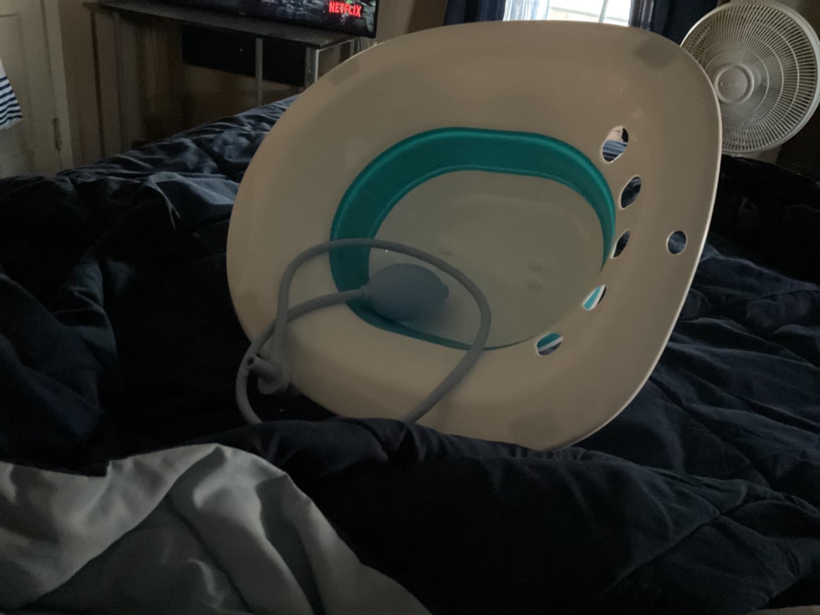 Electric Sitz Bath for Toilet Seat, Hemorrhoids and Postpartum Care - Yoni Steam Seat - Perineal Soaking, Collapsible, Wide Seat, Deeper Bowl - Use w/Sitz Bath Salt - Ocean Blue customer photo 1