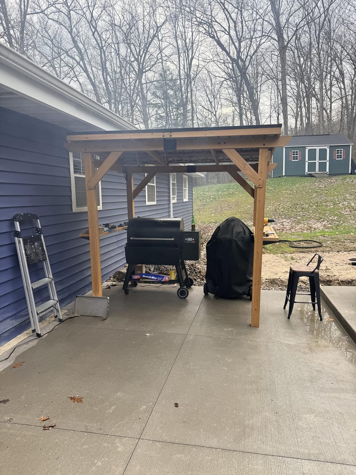 CHARMELEON Grill Gazebo 6 x 8 FT, Cedar Wood BBQ Gazebo with 2 Metal Side Serving Shelves & Paper Holder & Bottle Opener, Permanent Patio Pavilion with Galvanized Steel Roof for Outdoor, Backyard, Deck customer photo 1