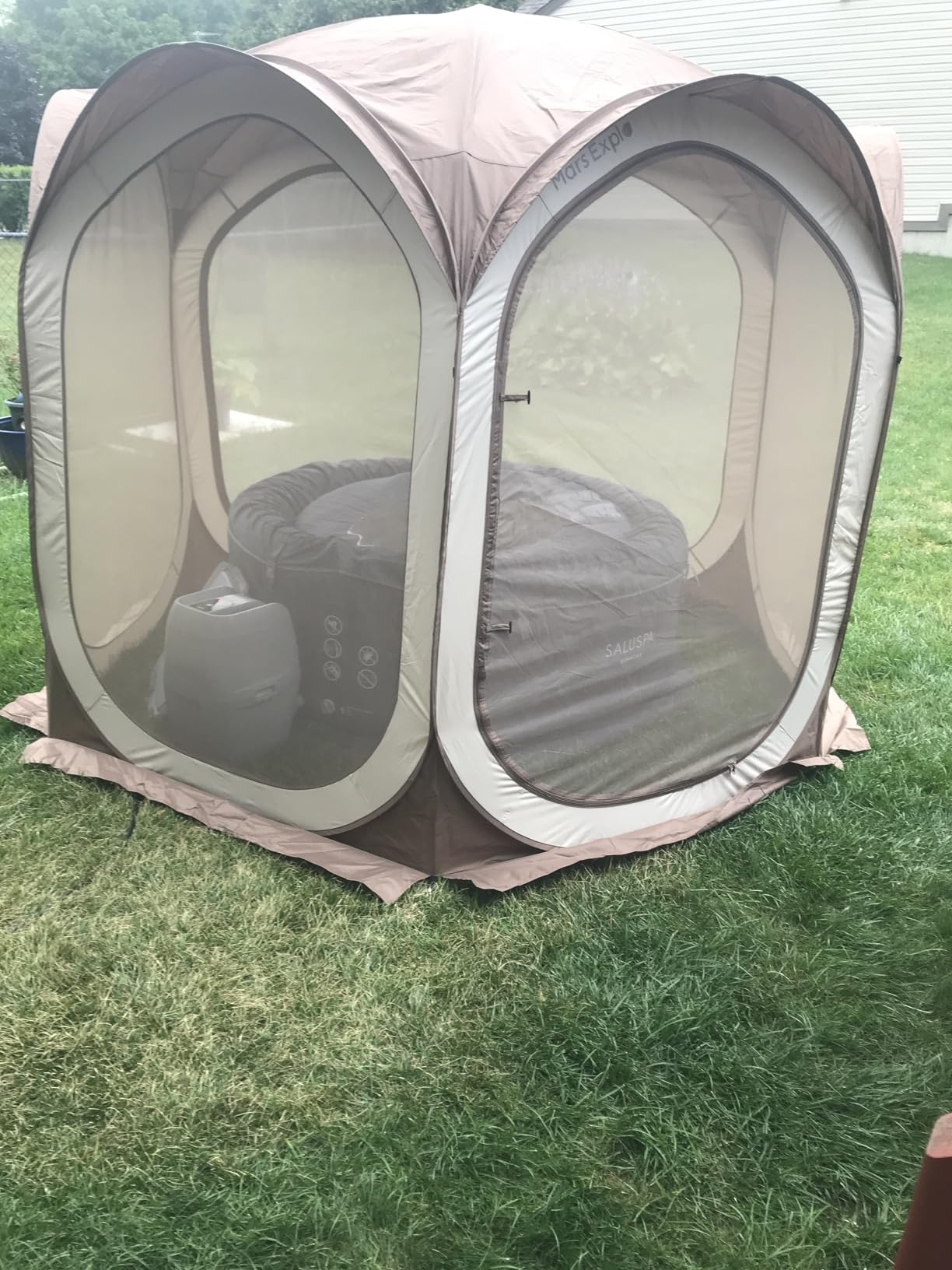 12x12 FT Pop-Up Screen Tent, Portable Screen Room Canopy with Zipper Doors for Patio, Backyard, Deck & Outdoor Activities, Beige customer photo 2