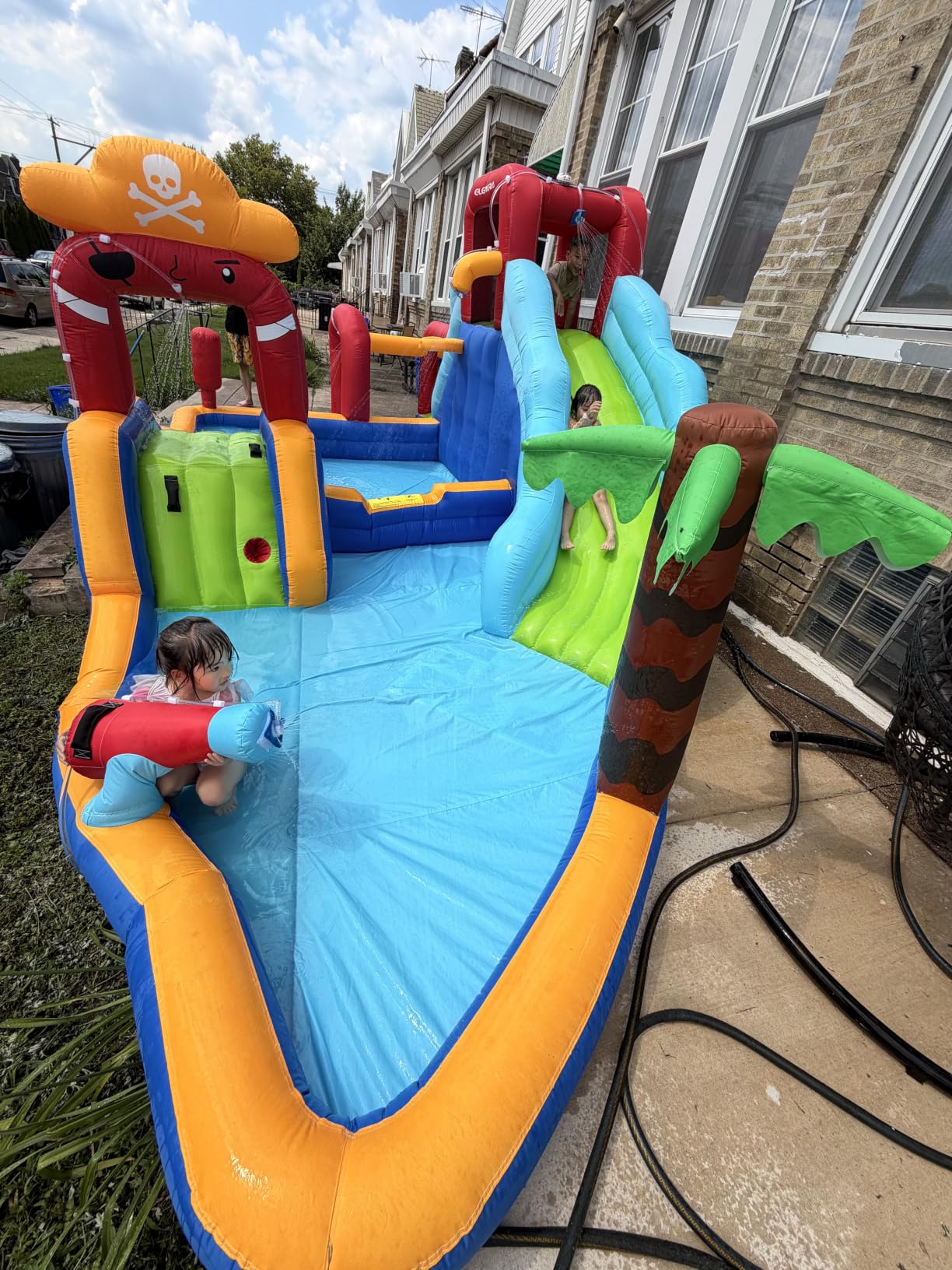 ELEMARA Inflatable Water Slide Bounce House, 10 in 1 Inflatable Water Park with Blower, 2 Slides & 2 Climbing Walls & 2 Water Guns, Deep Pool Giant Splash Pool customer photo 2