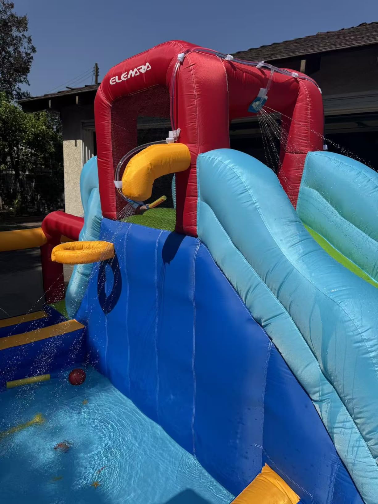 Inflatable Water Slide, 9 in 1 Kids Bounce House with 2 Slides, Pool&Trampoline, Fun Dart Game&Ring-toss Game, Climbing Walls, Bounce House with Blower for Outdoor Indoor, 108.3*106.3*56.3in customer photo 1