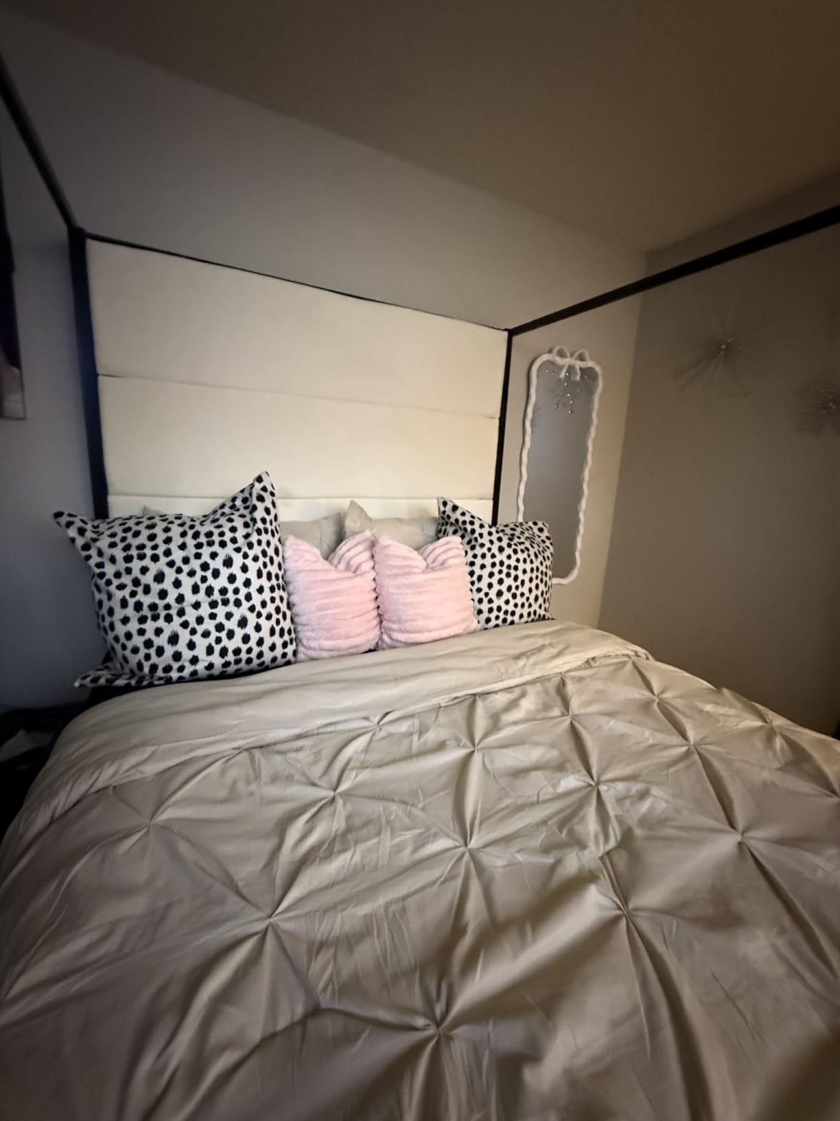 Merax King Size Black Metal Canopy Bed Frame, 76.5