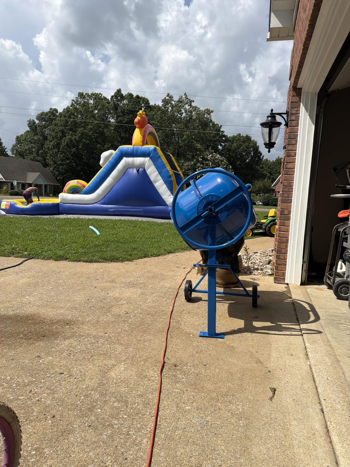 LDHTHOPI Concrete Mixer 5.3 Cu.Ft. 750W (1HP) Heavy Duty Portable Concrete Mixer with Wheel & Stand for Mortar, Stucco, Fodder, Orange customer photo 1