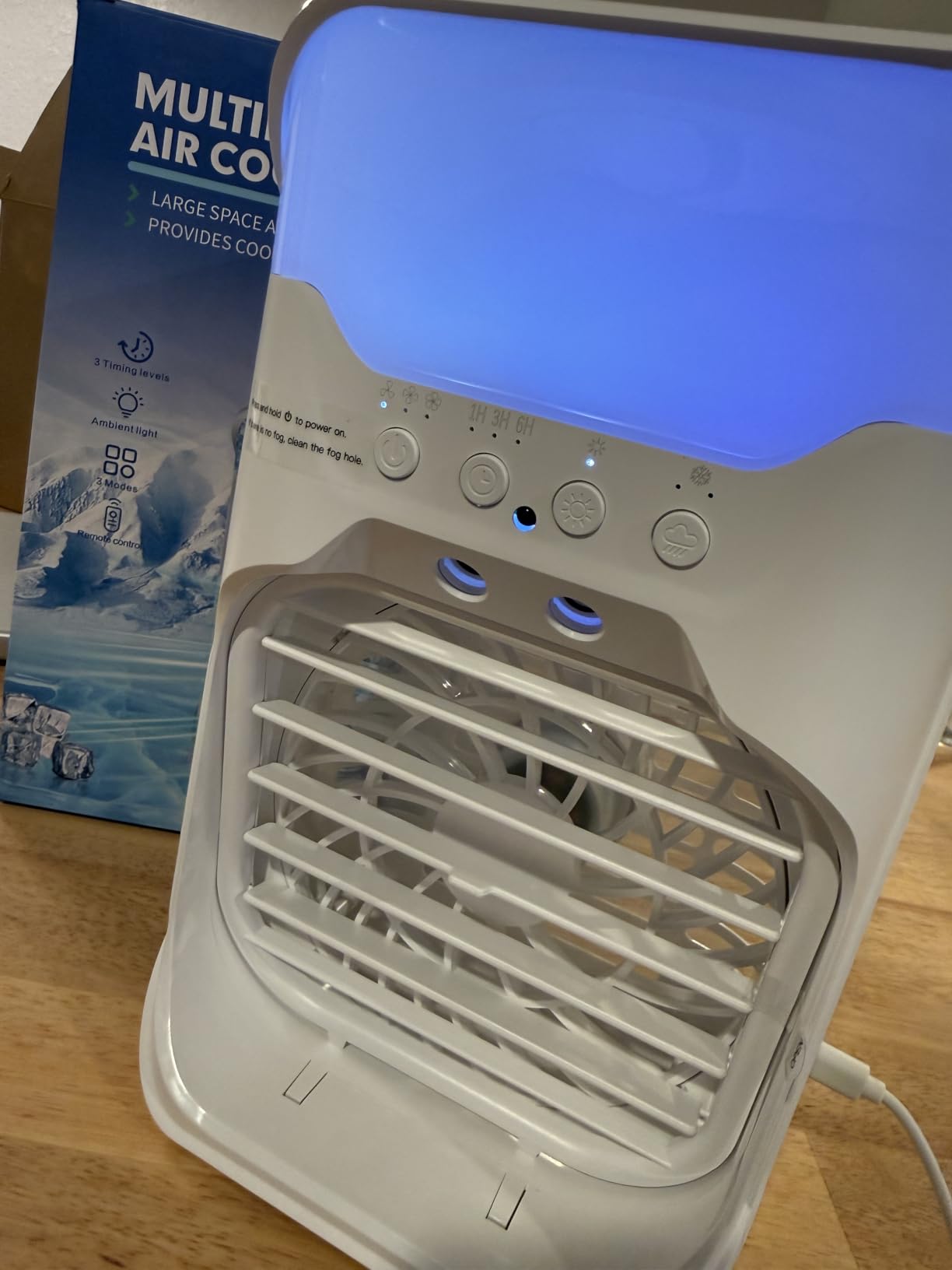 Portable Air Conditioners, Air Conditioner, Dual Nozzle AC Unit with Remote Control, 1600ML Tank, 3 Speeds, Timer & 70° Adjustable Airflow, Evaporative Mini Air Conditioner for Bedroom, Office Camping customer photo 1