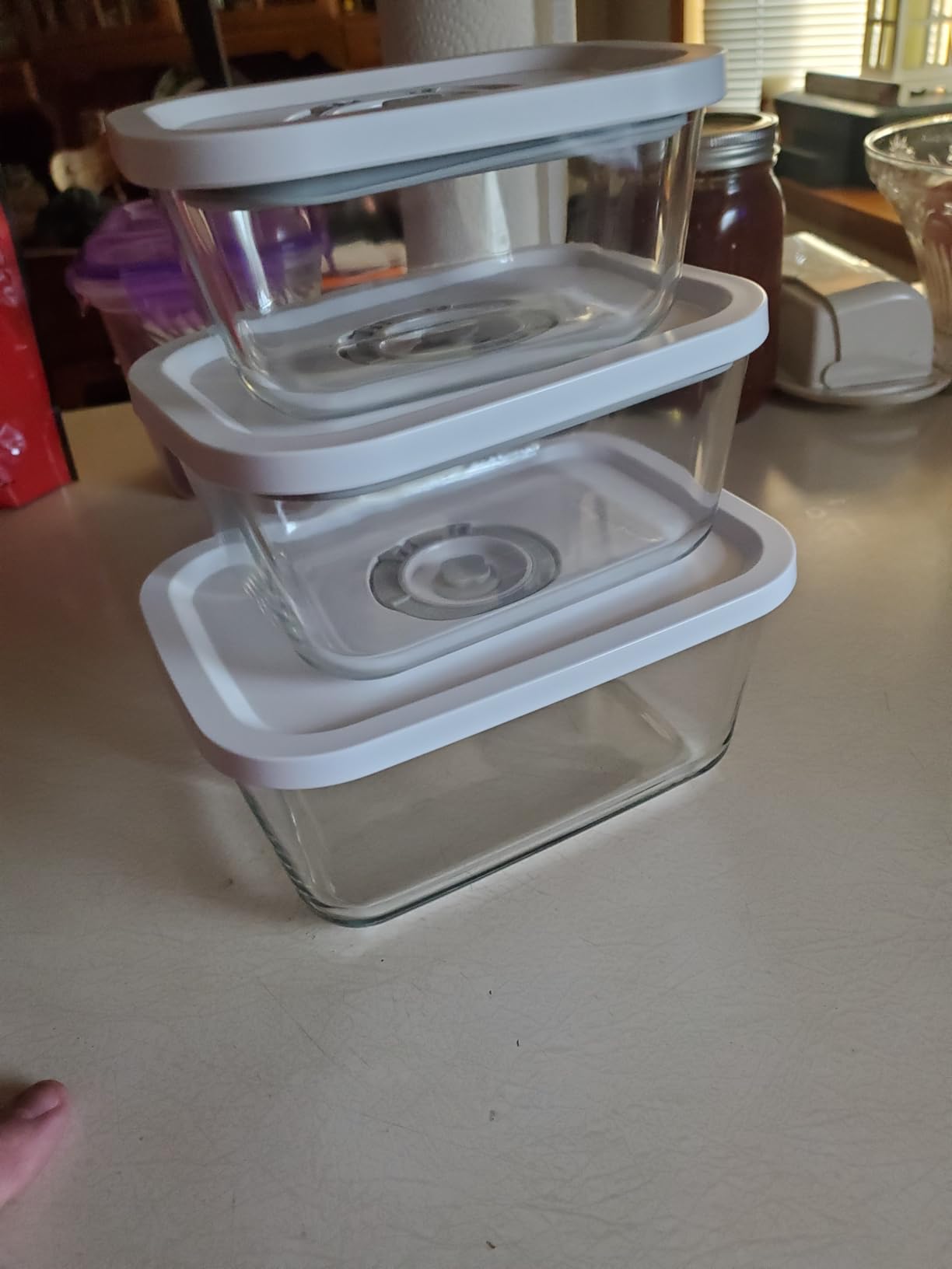 URPOWER Glass Vacuum Seal Containers for Food Storage, 3PCS Set with Lids | 3PCS(16/27/47 fl oz), Airtight Food Storage Containers Stackable for Leftovers, Meal Prep, Refrigerator, Freezer and Pantry customer photo 1