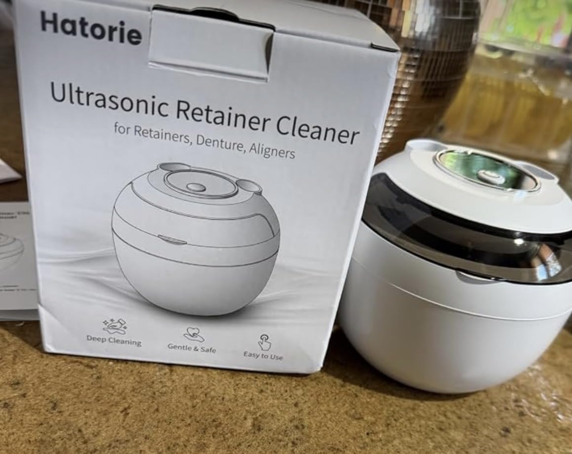 Ultrasonic Retainer Cleaner Machine, 45kHz Deep Gentle Dental Cleaning Pod with 304 Stainless Steel Tank, 4 Cleaning Modes for Aligners, Dentures, Mouth Guards, Night Guards, Toothbrush Heads customer photo 2