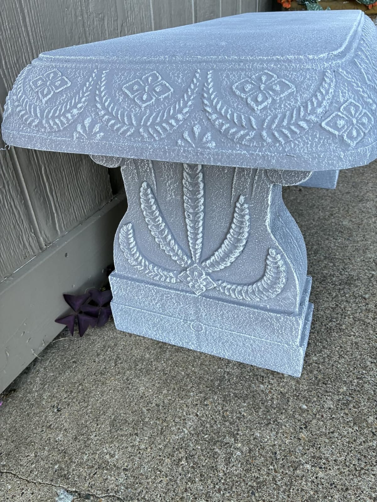 Limestone White Patio Bench - Small Outdoor Bench - Front Porch Seating for Garden Yard - Outdoor Seat Backless Decorative Pedestal Patio Furniture - Weather Resistant Realistic Stone Look customer photo 2