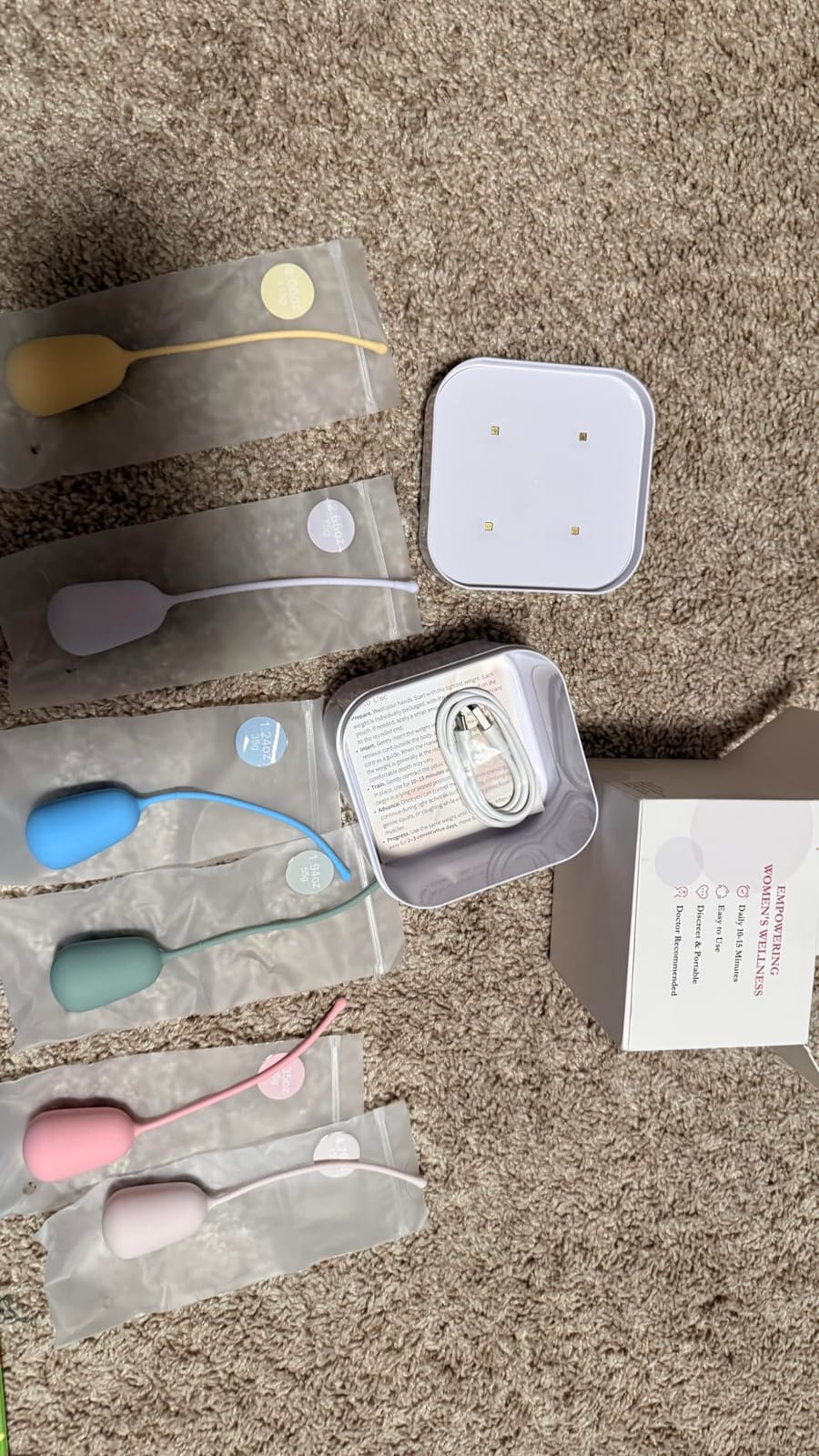 Kegel Exercise System, Set of 6 Silicone Pelvic Floor Weights for Women | LED case with cleaning function, individually packed weights, progressive levels, beginner to advanced customer photo 2