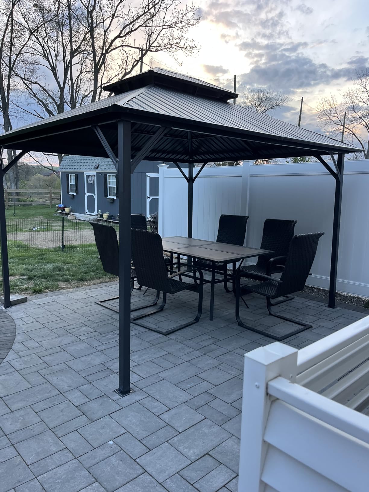 UDPATIO 10'x12' Hardtop Gazebo, Metal Galvanized Steel Double Roof, Grey | Weatherproof, Withstands 49mph Wind & 6in Snow, Dual-track Sidewalls for Backyard Garden Deck customer photo 1