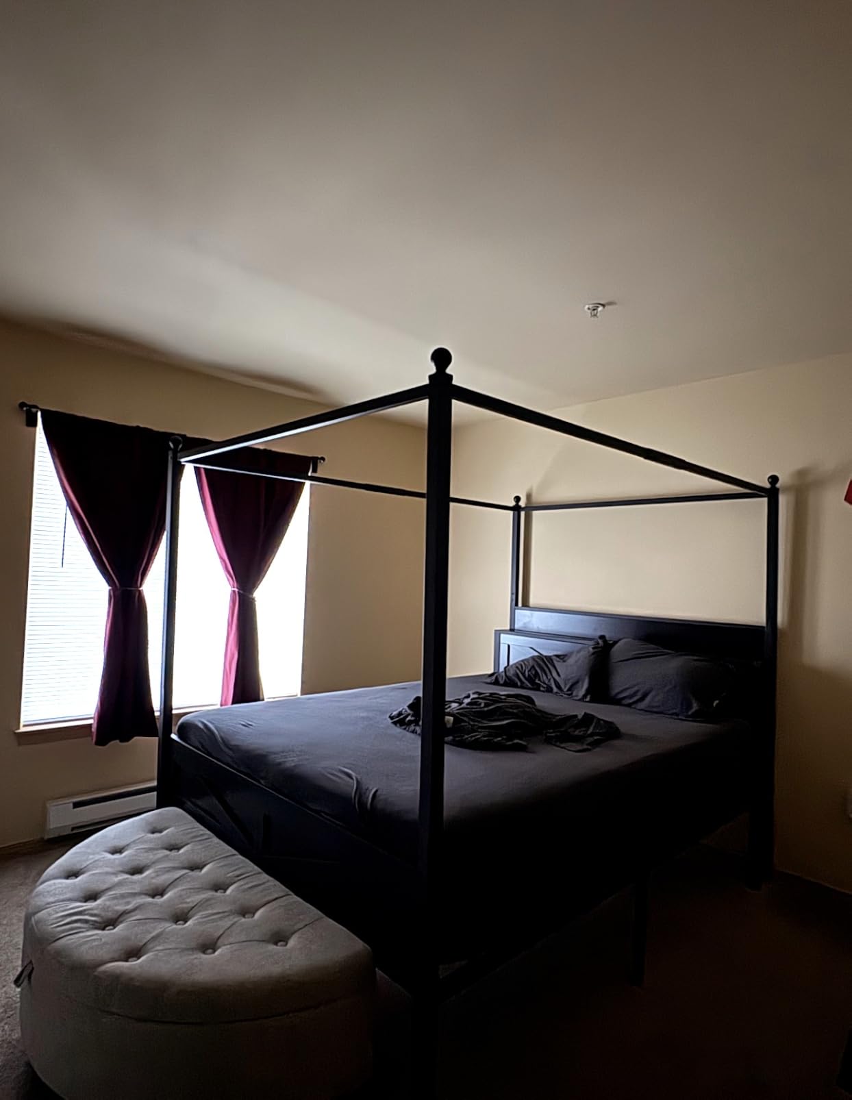 Canopy Bed Frame King Size with Barn Storage Headboard, Black | Vintage Farmhouse Four-Poster Bed, LED & Charging Station, Under-Bed Storage Space, No Box Spring Needed, Easy Assembly customer photo 1