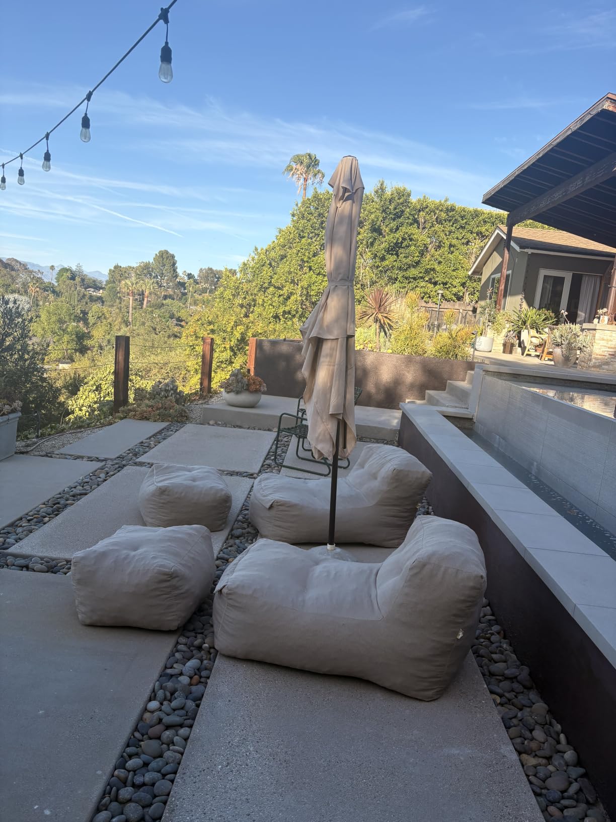 Outdoor Indoor Bean Bag Chair with Ottoman 2-in-1, No Assembly, Dark Gray | Lounge Beanbag with Filling, Water-Repellent Floor Seating, Full-Body Support Bean Bag for Deck Poolside Backyard customer photo 1