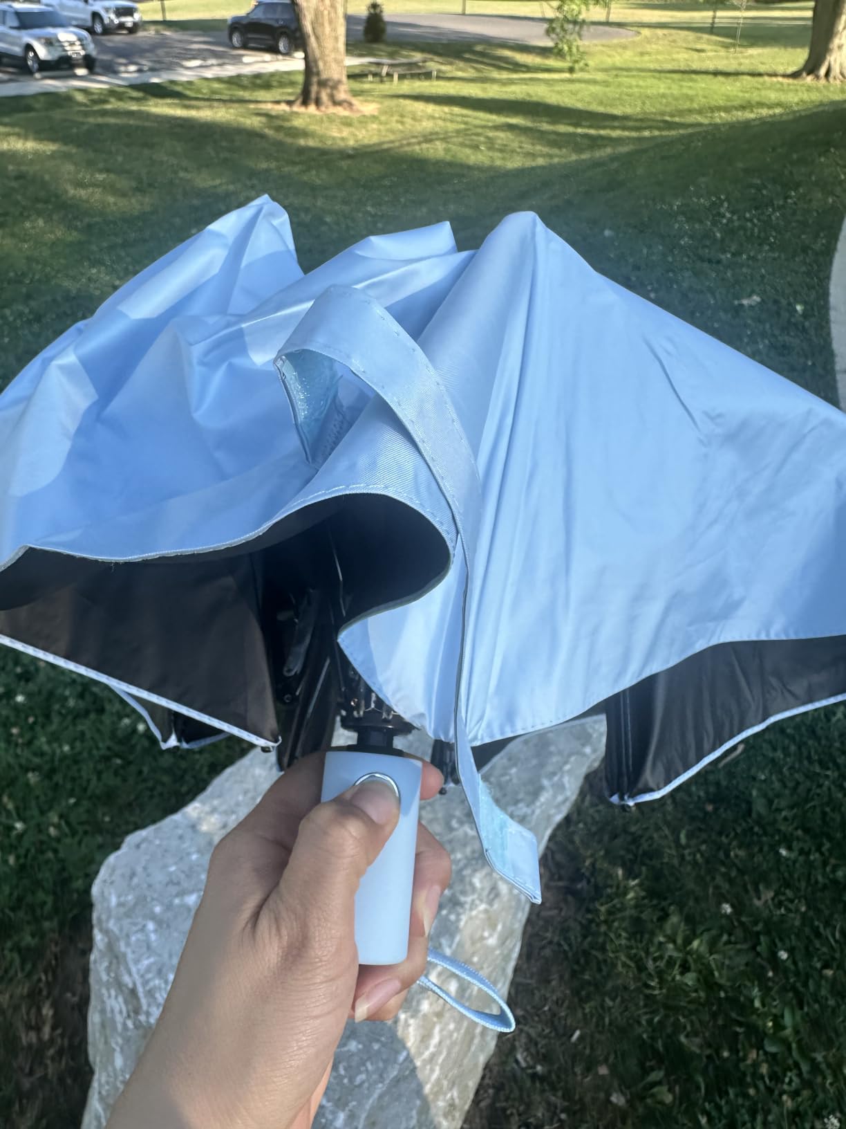 Moorrlii UPF 50+ Compact Travel Umbrella, Windproof Automatic UV Umbrella | One-Button Auto Open & Close, 9.8-Inch Compact Folded Size, Storage Pouch and Wrist Strap Included, For Commute Rain and Sun customer photo 1
