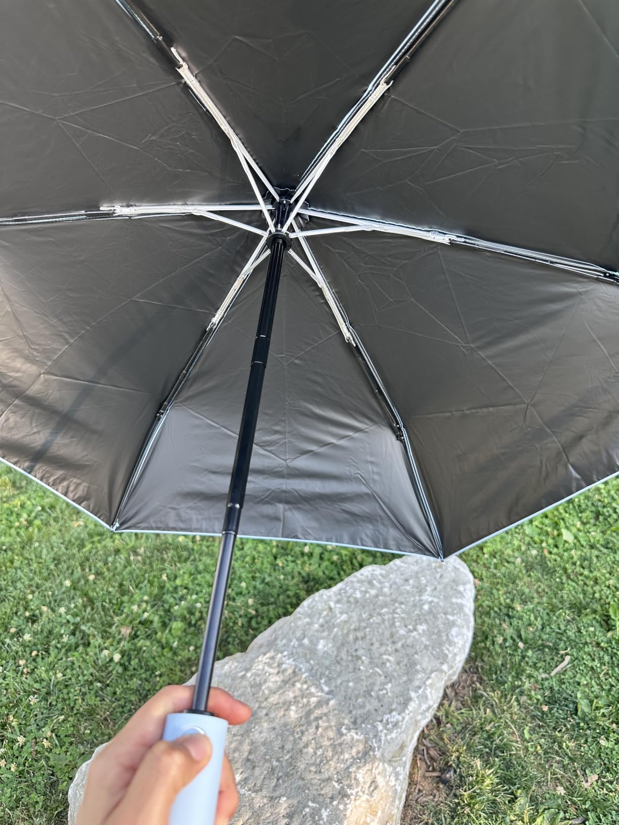 Moorrlii UPF 50+ Compact Travel Umbrella, Windproof Automatic UV Umbrella | One-Button Auto Open & Close, 9.8-Inch Compact Folded Size, Storage Pouch and Wrist Strap Included, For Commute Rain and Sun customer photo 2