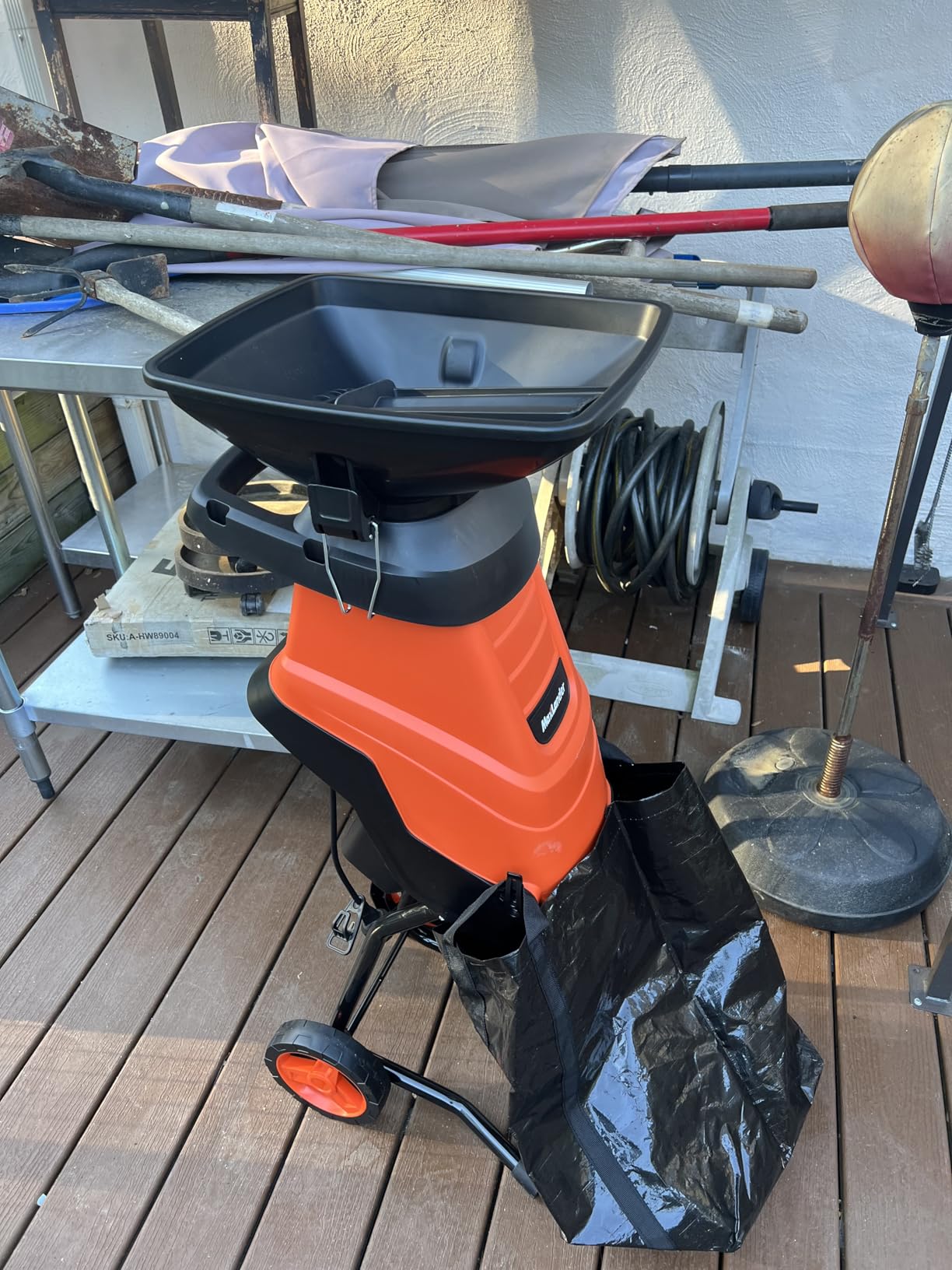 MAXLANDER Electric Leaf Mulcher/Shredder, 15 Amp 8400 RPM Leaf Grinder with 18:1 Mulching Ratio, Adjustable Control Dial, 20 Cutting Lines, Goggles, Gloves & Leaf Scoops for Wet/Dry Leaves customer photo 2