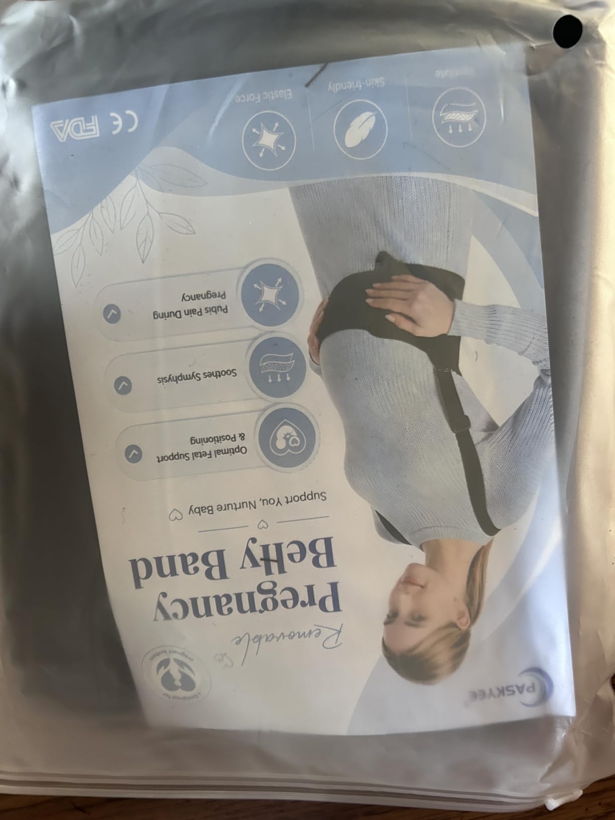 Paskyee 3-in-1 Pregnancy Belly Band - Adjustable Maternity Support Belt | Detachable shoulder & belly straps, 5 hot-pressed strips, X-cross back support, seamless invisible, pregnancy support, M L XL customer photo 1
