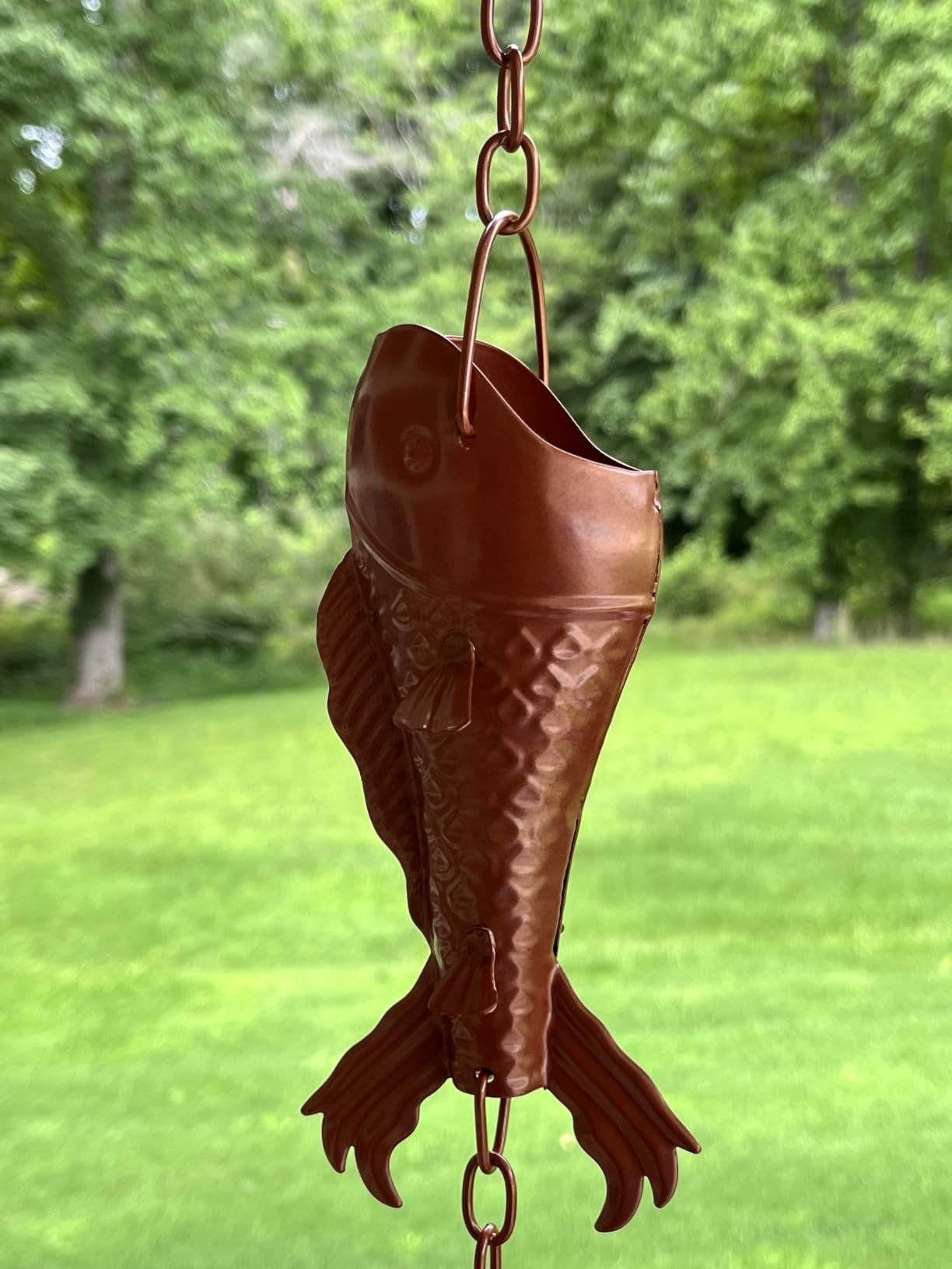 shumi Rain Chain for Outside, 8.8FT Koi Lotus Copper Rain Chains for Gutter customer photo 2