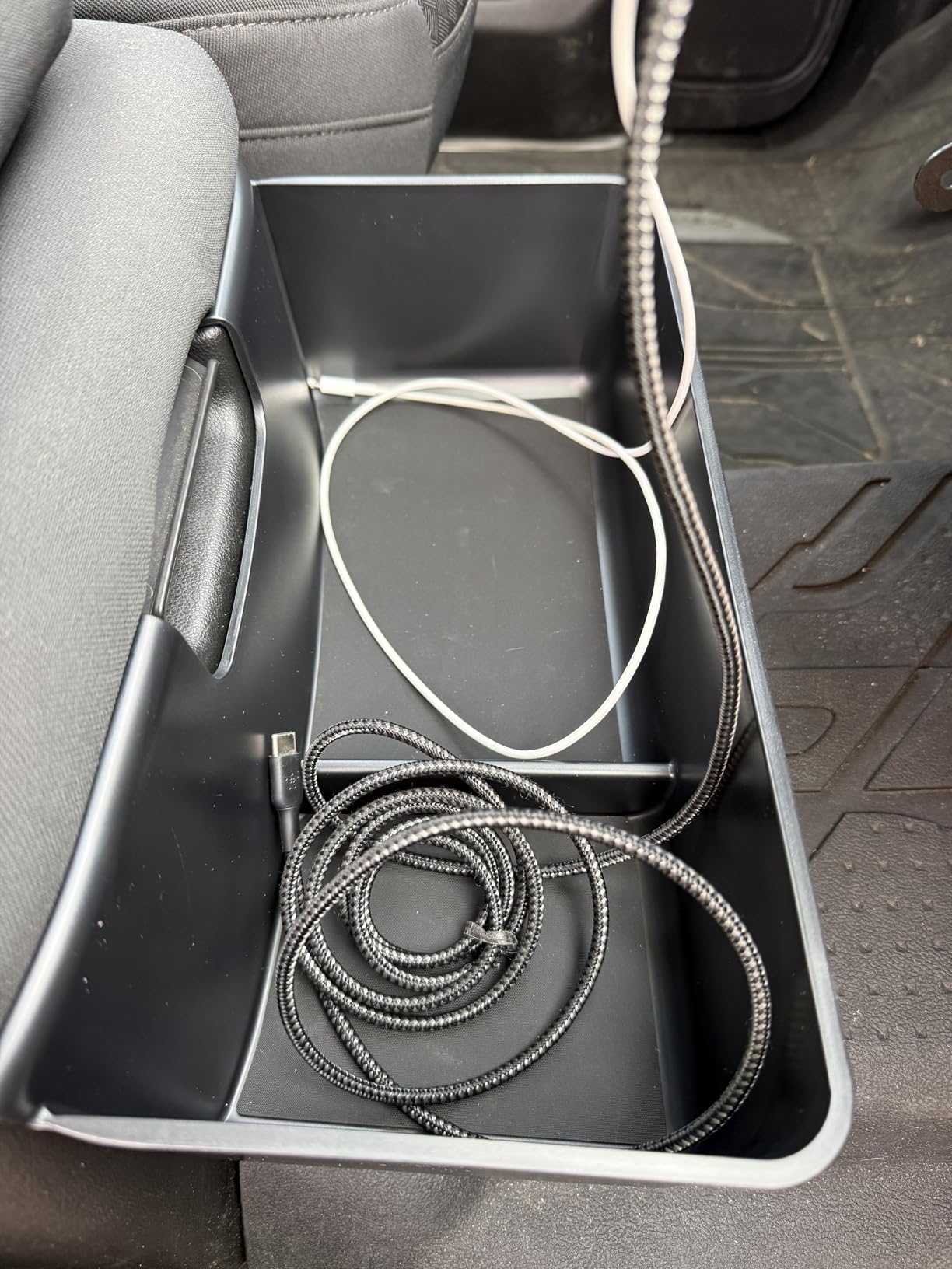 Floor Center Console Organizer for Tesla Cybertruck 2024-2026, Cybertruck Accessories Interior Storage Box, Double Layer Tray Insert, Anti-Slip TPE Console Organizer customer photo 2