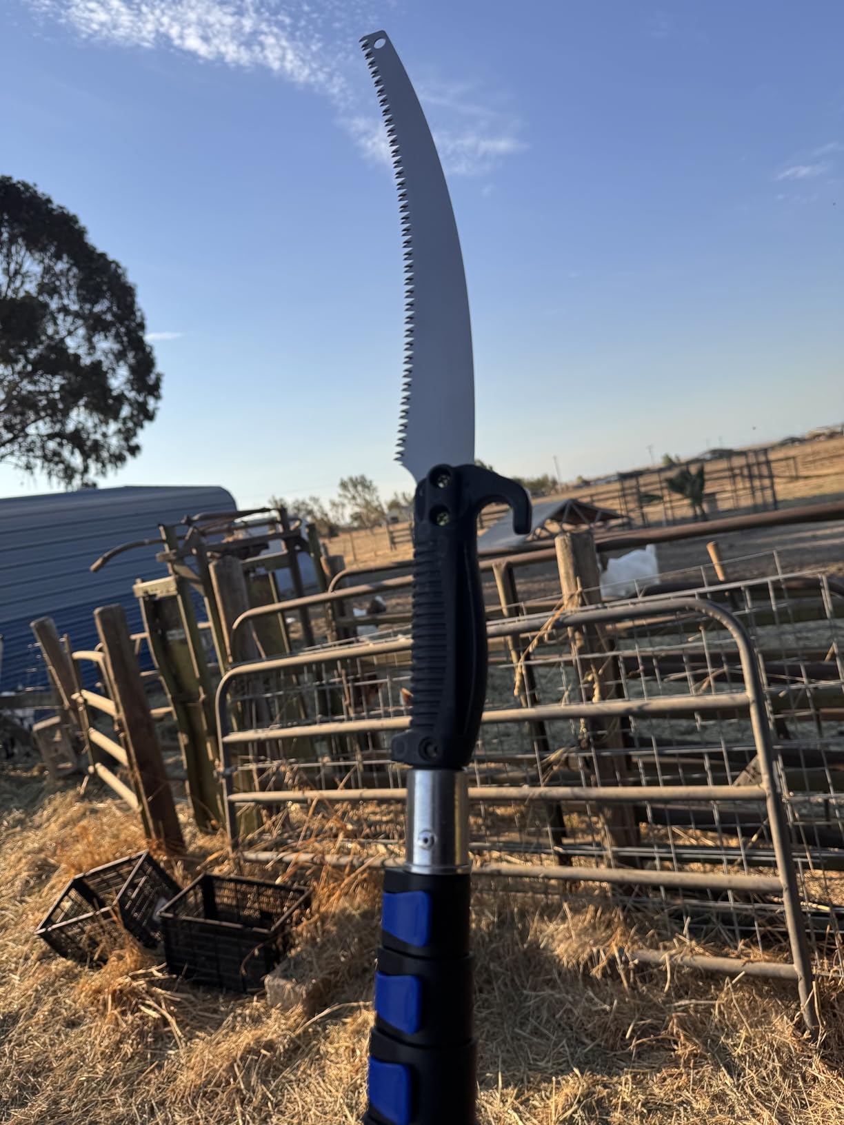 26FT Reach Pole Saw, Telescoping Tree Trimmer with 5-20FT Extension Pole, Sharp Steel Blade and Scissors, Fruit Picker, Extendable Long Handle Tree Pruner for Yard Garden Trees Palms Shrubs customer photo 1