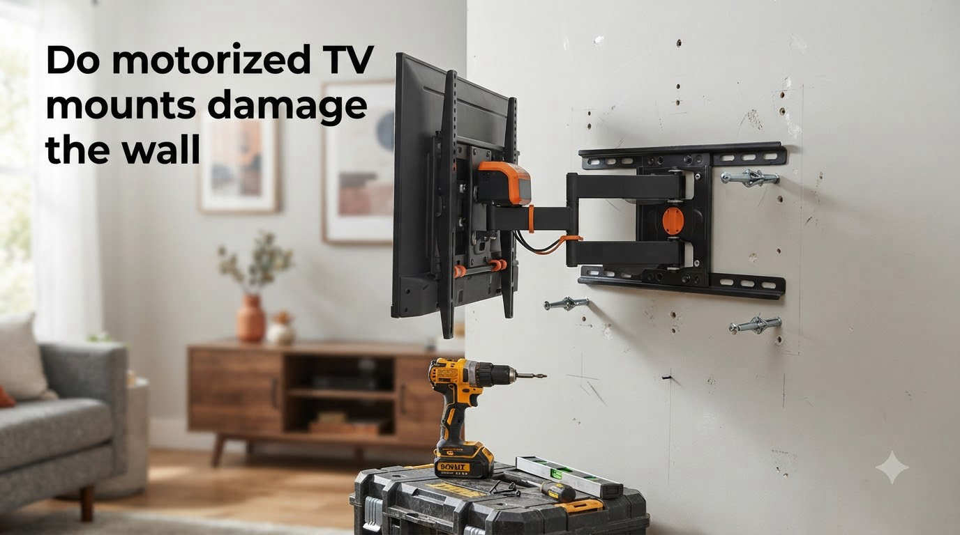 Do motorized TV mounts damage the wall
