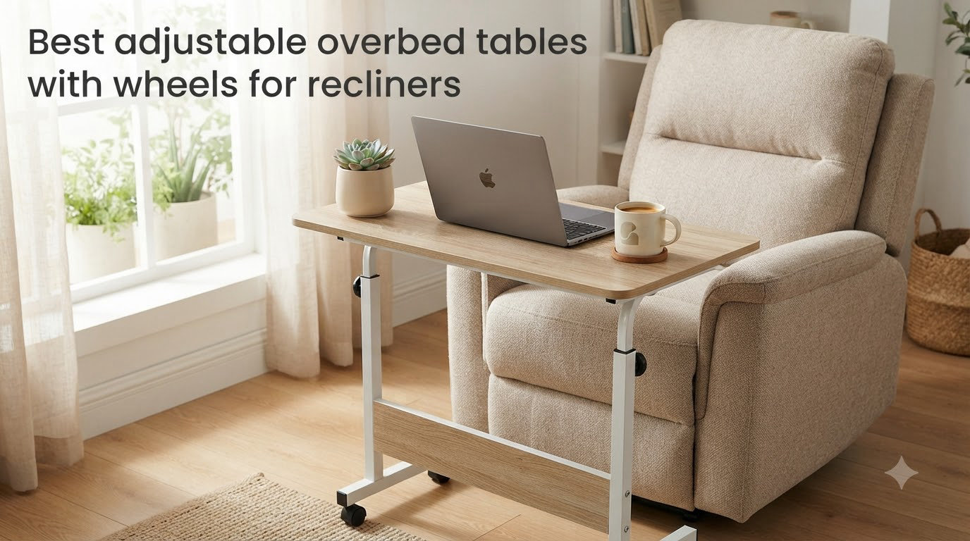 Best adjustable overbed tables with wheels for recliners