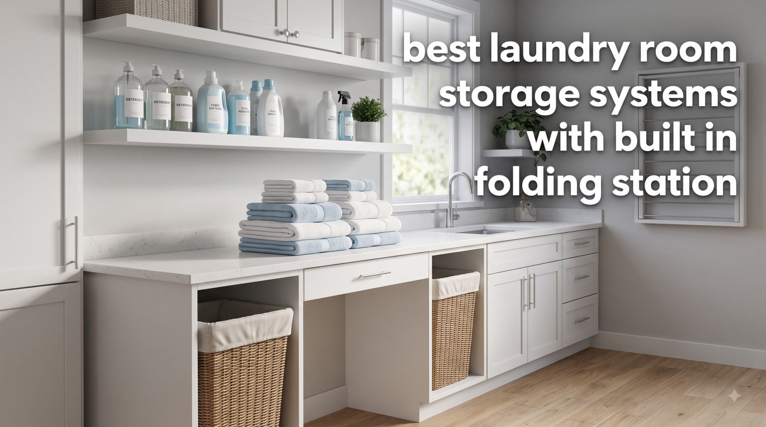 best laundry room storage systems with built in folding station