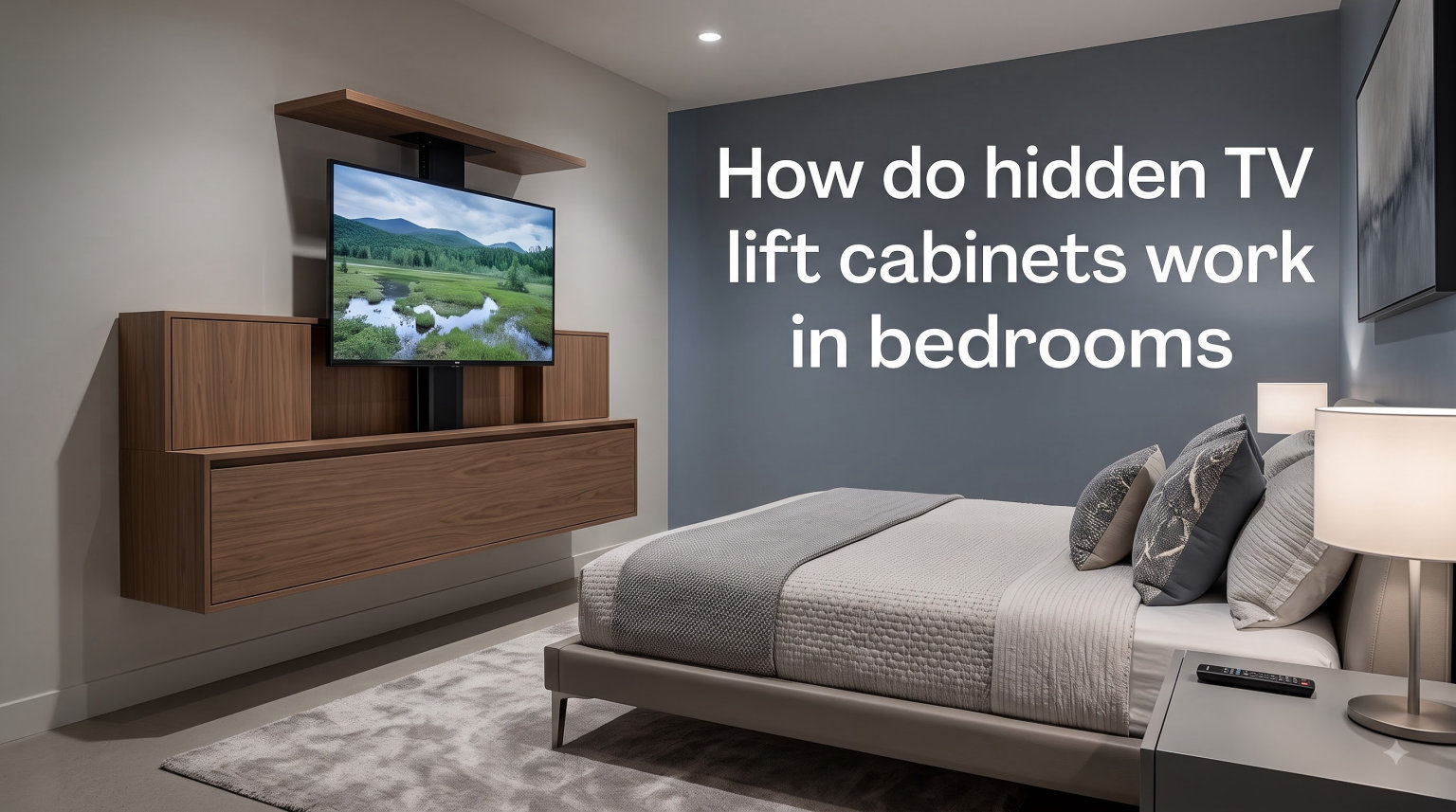 How do hidden TV lift cabinets work in bedrooms