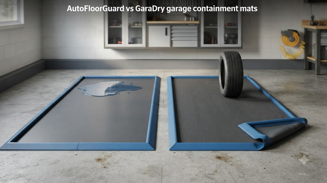 AutoFloorGuard vs GaraDry garage containment mats