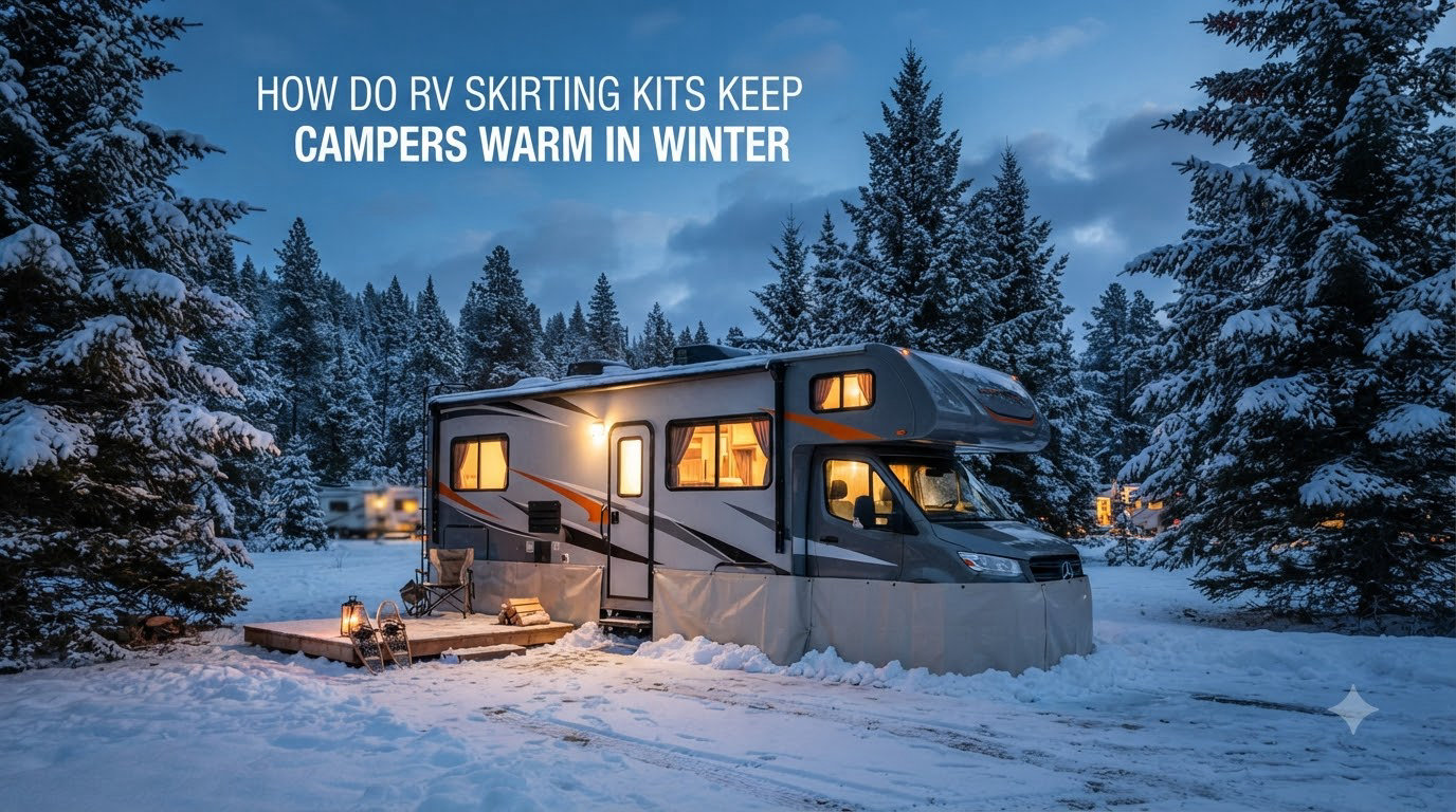 How do RV skirting kits keep campers warm in winter