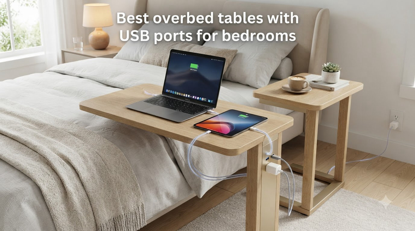 Best overbed tables with USB ports for bedrooms