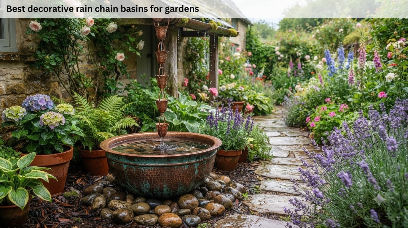 Best decorative rain chain basins for gardens
